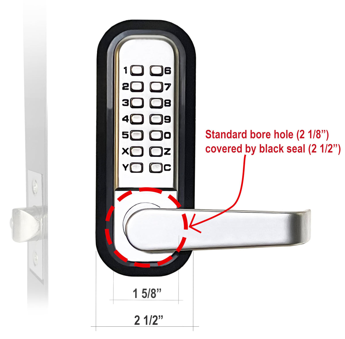 JOUNJIP Single-Sided Keyless Entry Door Lock - Bump Key Proof Mechanical Door Lock with Lever Handle - [Square Spindle] Easier Install - (Matte Black) - Outdoor Gate Lock with Keypad and Passage Mode