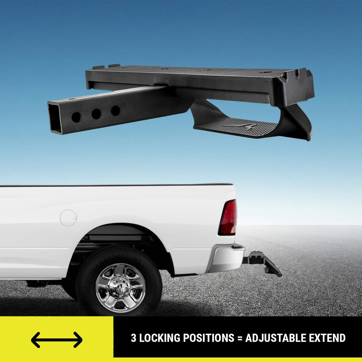 Bully Black 2" Class III Trailer Towing Hitch Step, Black Powder-Coated Cast Aluminum, 23" Wide