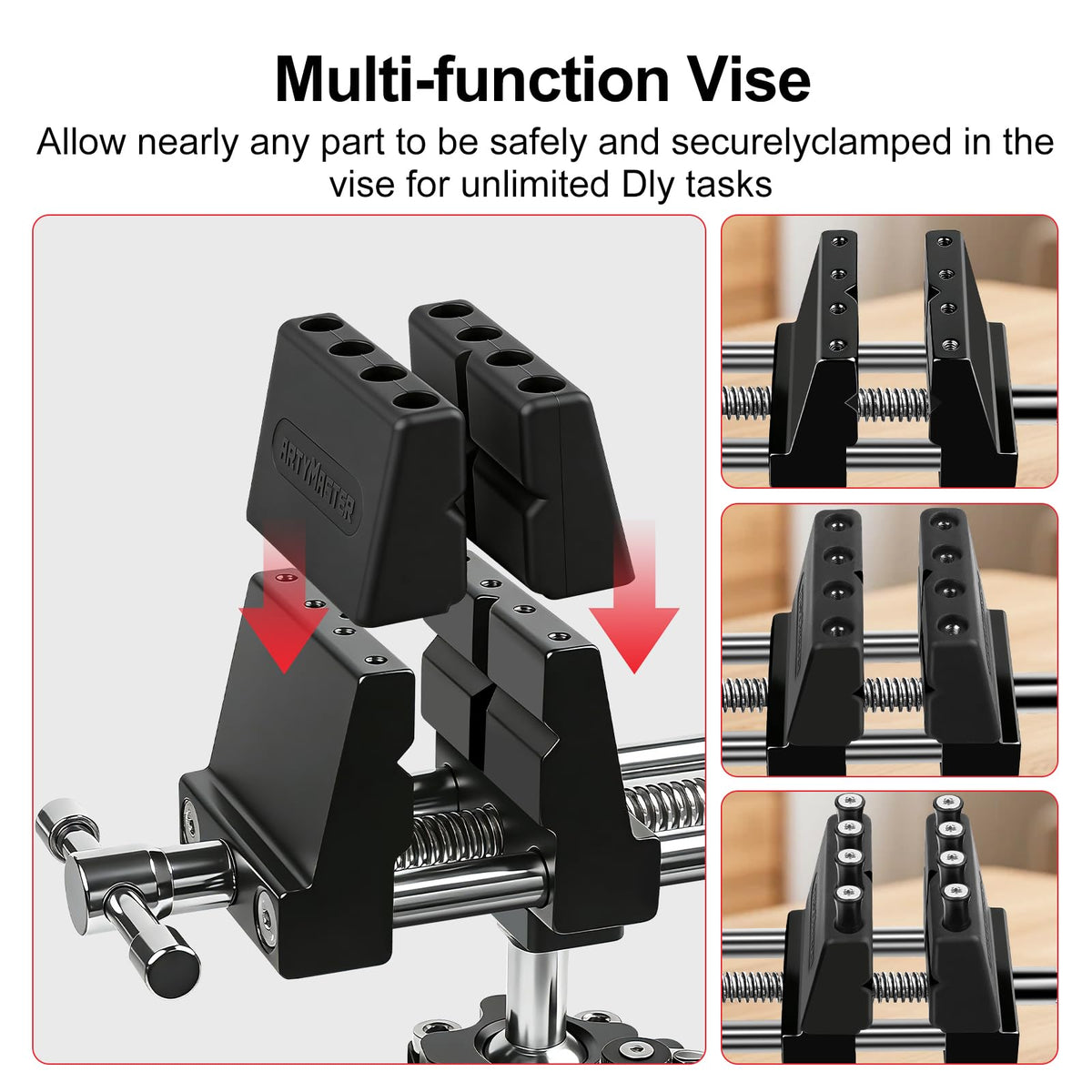 ArtyMaster 360° Rotating Bench Vise with Quick-Release Ratchet Wrench - Versatile Woodworking & Pipe Vise for Home Improvement - 4 Inch Workbench Vise for Carving, Repair & DIY Projects (WT117A)