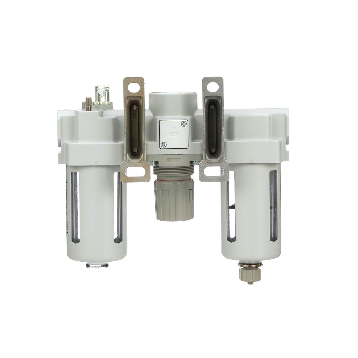 PneumaticPlus SAU400-N04G Compressed Air Filter Regulator Lubricator Combo 1/2" NPT - Poly Bowl, Manual Drain, Bracket, Gauge