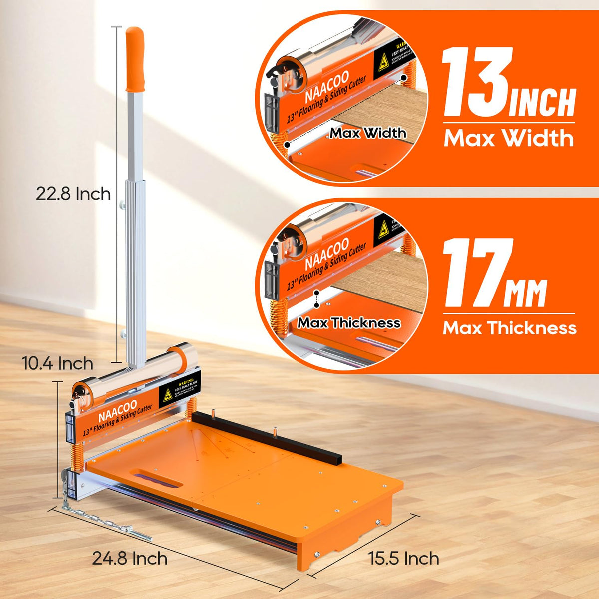 17mm Heavy Laminate Floor Cutter+ Floor Kit,13” Vinyl Plank Cutter with Wheel – Just 1 Step Meet Angle&Length Cutting, Flooring Tools - Cuts Laminate Floor, Engineer Wood, LVP/T, VCT, SPC, WPC