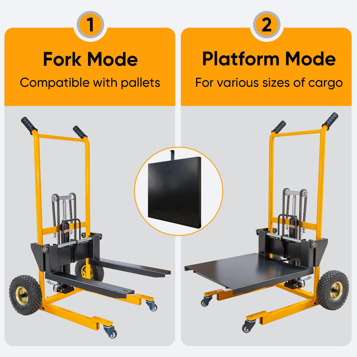 Foldable Hydraulic Material Lift Stacker, 450lbs 35.8" Max Lift, Portable Pallet Truck Dolly w/Swivel Casters, Adjustable Forks, Fork Lift Table Cart, Pallet Jacks & Trucks for Warehouse, Shop