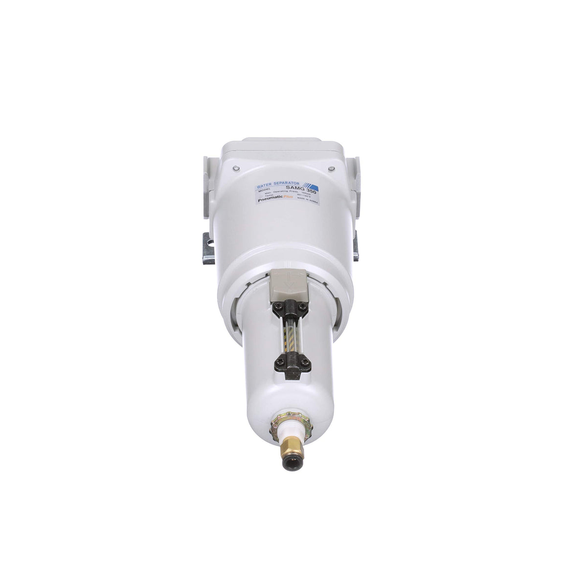 PneumaticPlus SAMG350-N04BD-MEP Air Drying Unit 1/2" NPT Water Separator, Metal Bowl Pipetype Sight Glass with N.C. internal Auto Drain, 52 SCFM, Bracket
