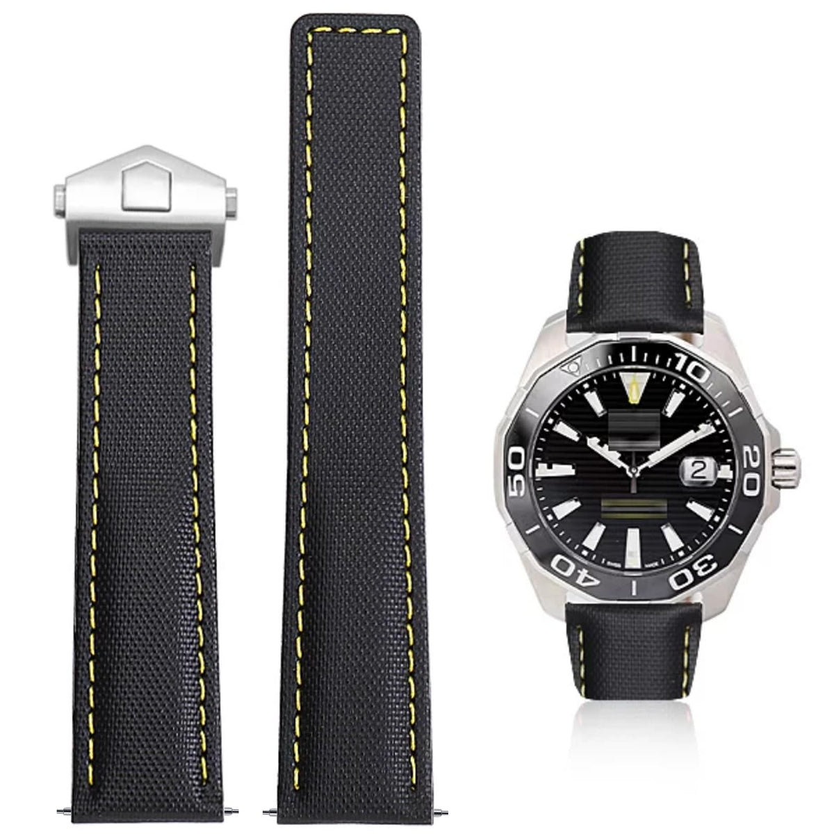 Nizonlaie Nylon Leather Watch Band Quick Release Waterproof Oxford Fiber Nylon Genuine Leather Deployant Watch Band Strap Nylon Leather Universal Replacement Bracelet Strap 20mm 22mm for Men Women