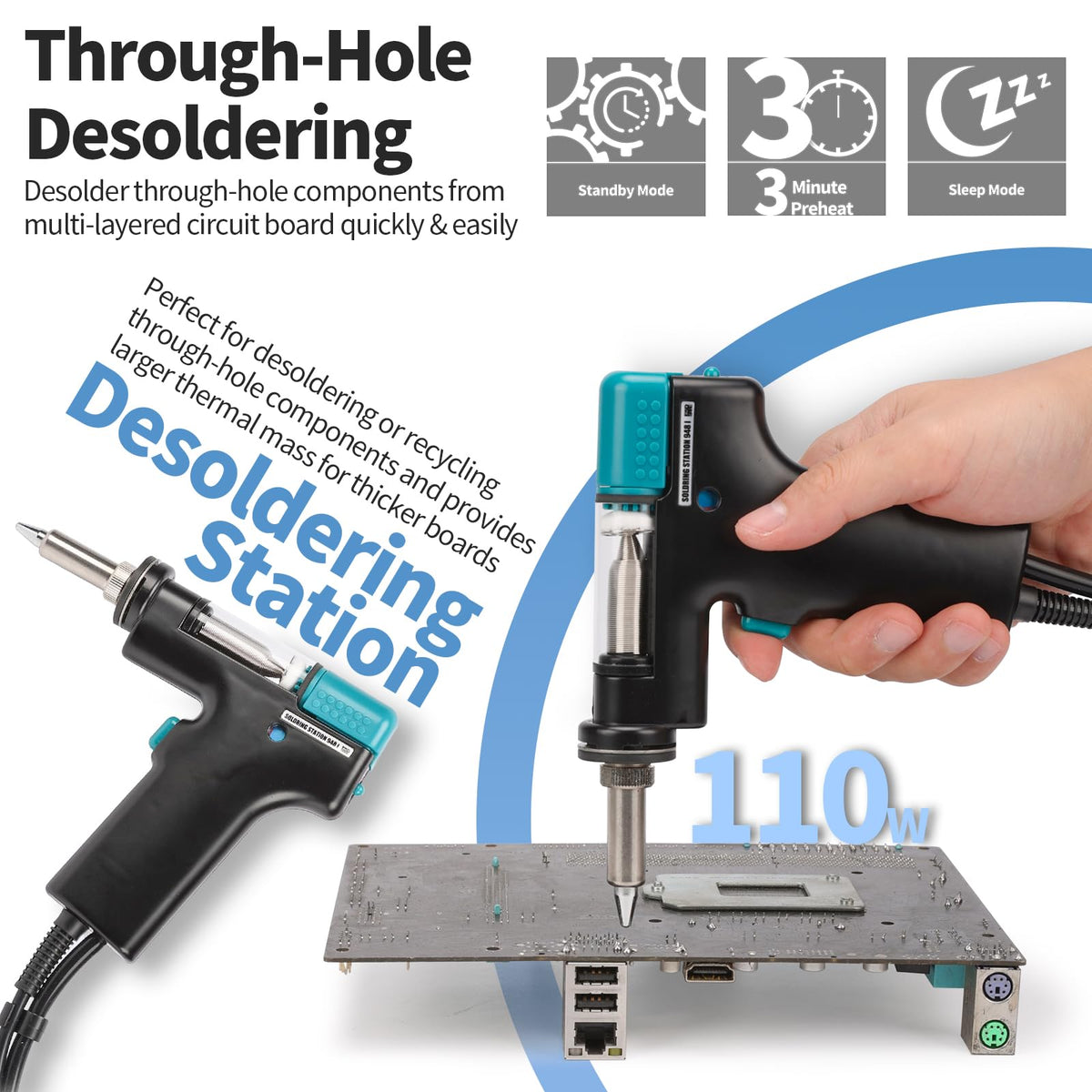 YIHUA 948D IV 5-IN-1 Micro Soldering 1000W Hot Air Rework Desoldering Station with C245 Microsoldering Iron, Hot Tweezers Iron, Desoldering Tool, Suction Pen for BGA SMD Reflow Under the Microscope