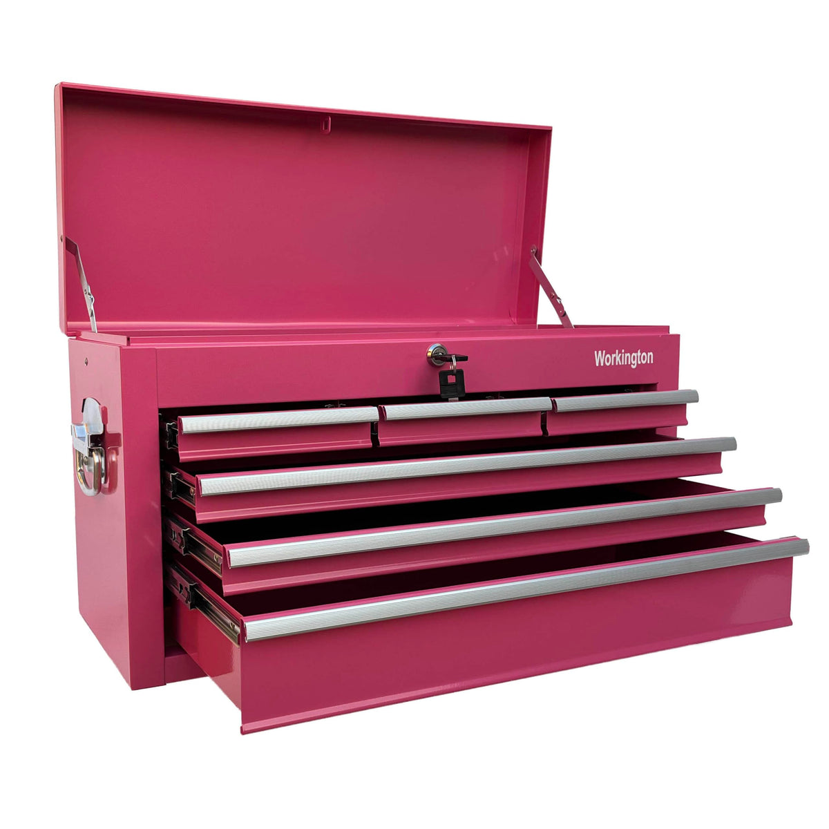 Workington Portable Metal Tool Chest with 6 Drawers, 24" 6-Drawer Tool Chest Cabinet with Ball Bearing Drawer Slides, Steel Tool Storage Box Organizer 4005 Pink