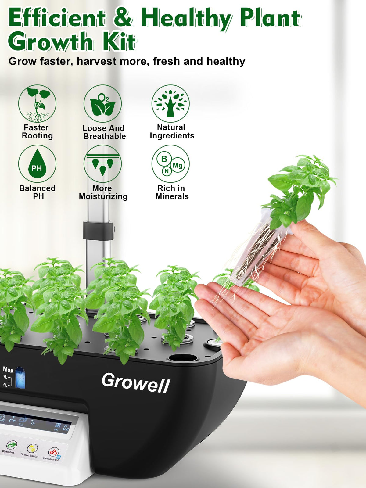 Growell 120 Pods Large Hydroponics Growing System Kit & 182pcs Seed Pod Kit