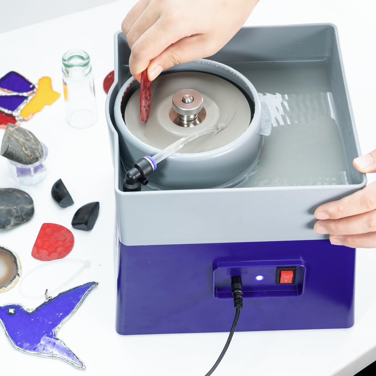 4” Flat Grinding Machine Stone Rock Polisher, Grinder, Shaper Shaping and Polishing Tools, Mineral Rock Polishing Machines, Grinding Machines