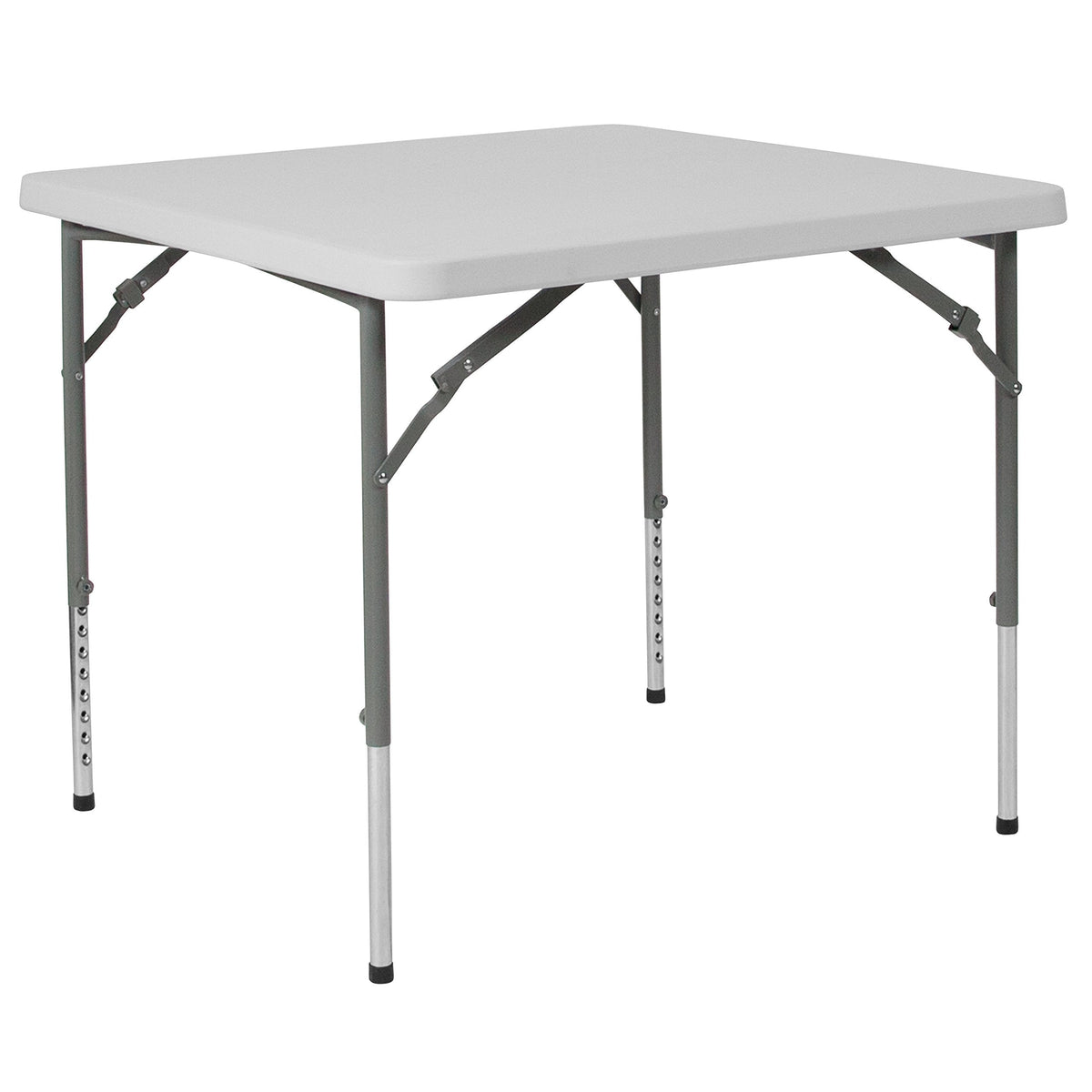 Flash Furniture Kathryn 2.79-Foot Square Height Adjustable Granite White Plastic Folding Table