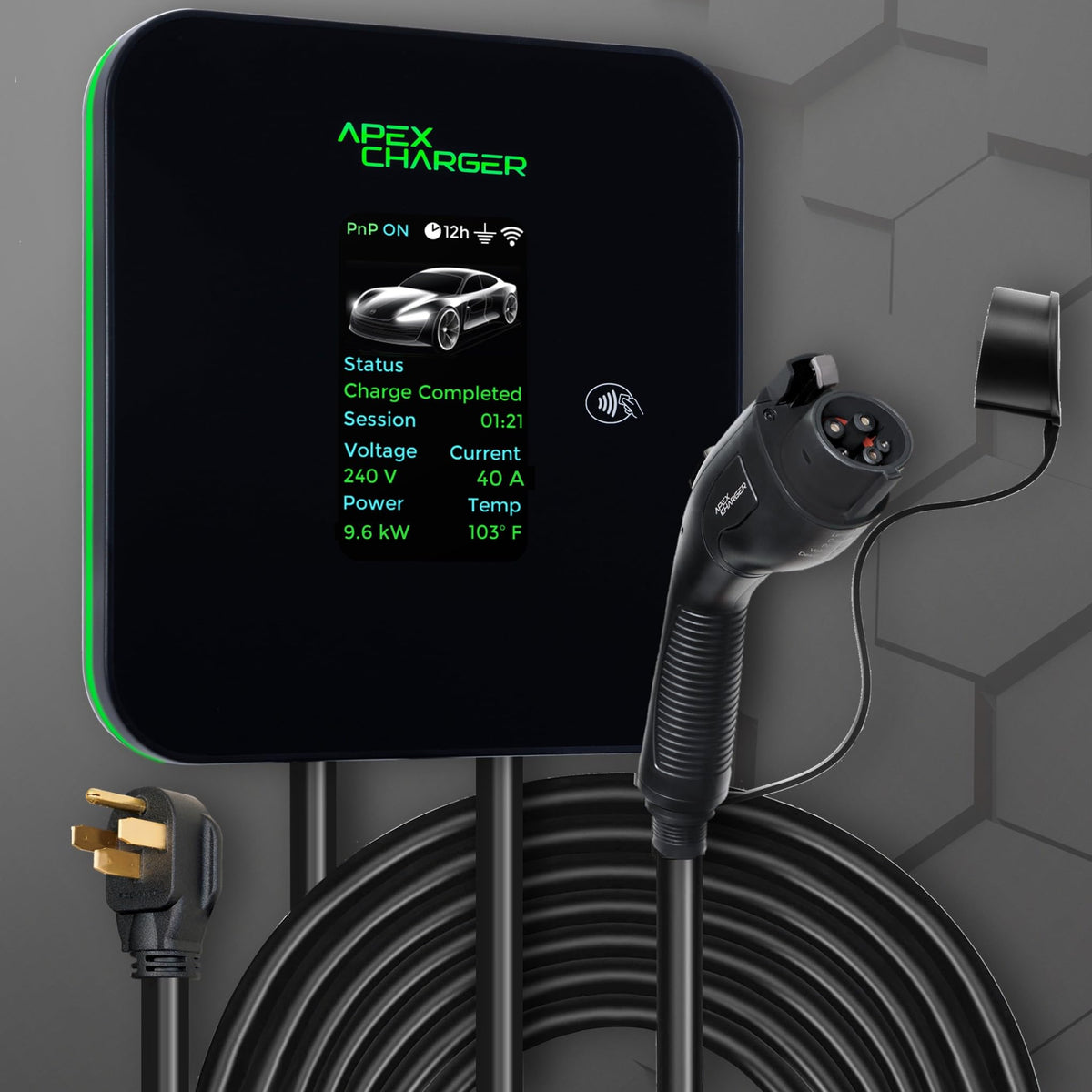 MACH 2:Fast Level 2 EV Charger 48 amp Garage-pro wall-Mount. Electric Vehicle Charging Station 4 Nema 14-50 Outlet. J1772 car Connector. Key Accessories: 30ft Cable & Tesla NACS evse Portable Adapter