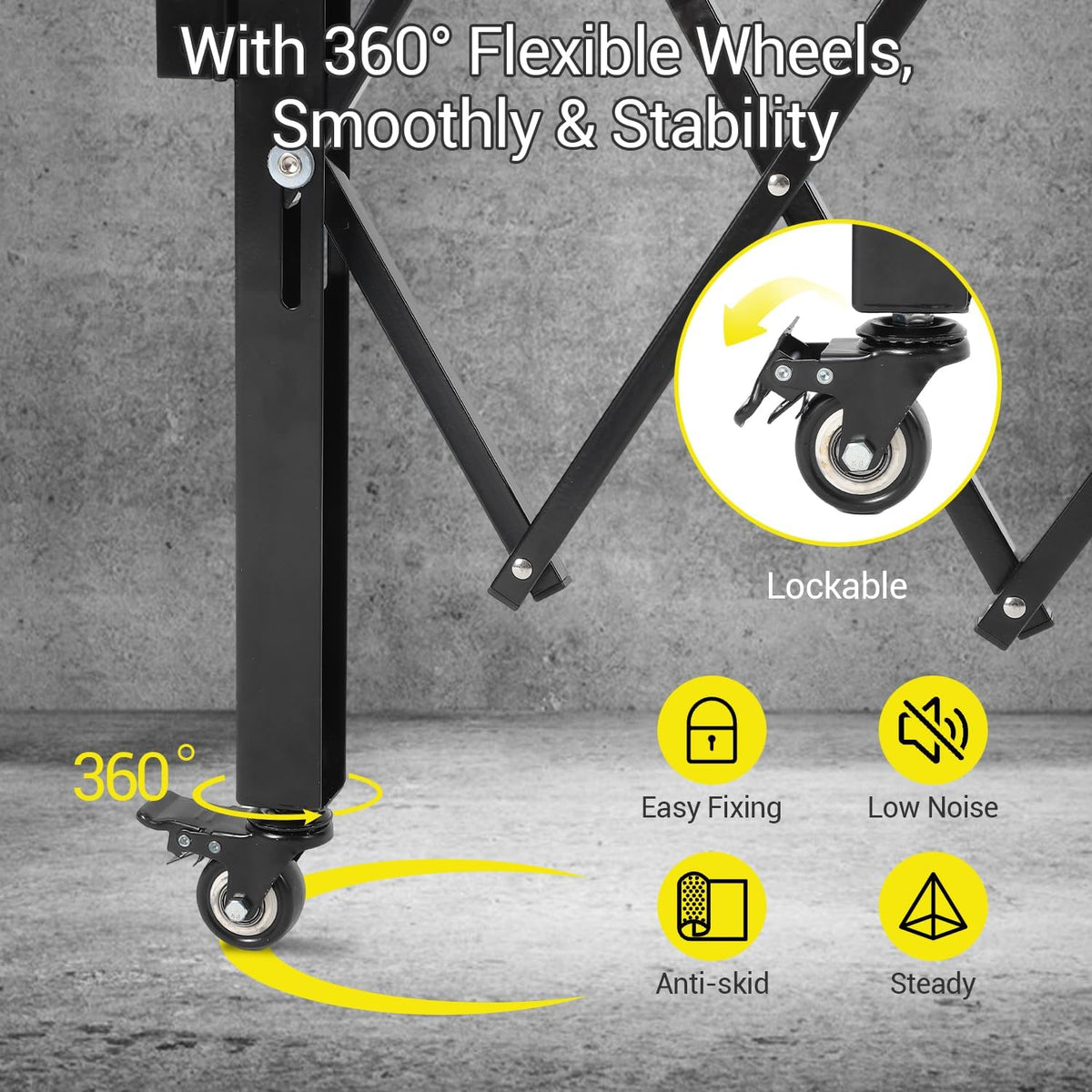 Single Expandable Gate, 87"H x 85"W Folding Security Door Gate, 360° Rolling Barricade Gate, Heavy-Duty Steel Outdoor Retractable Lockable Scissor Gates for Courtyards, Garages, Gardens, Pool