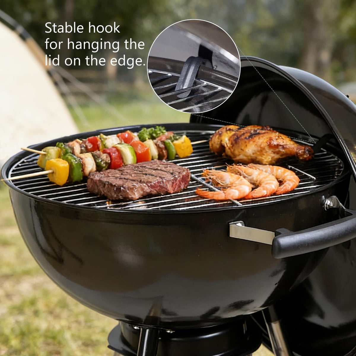 18-Inch Kettle Charcoal Grill with Cover & Wheels, Beginner-Friendly BBQ Grill for Backyard, Patio & Family Cookouts, Easy-to-Use Outdoor Charcoal Grill with Ash Catcher