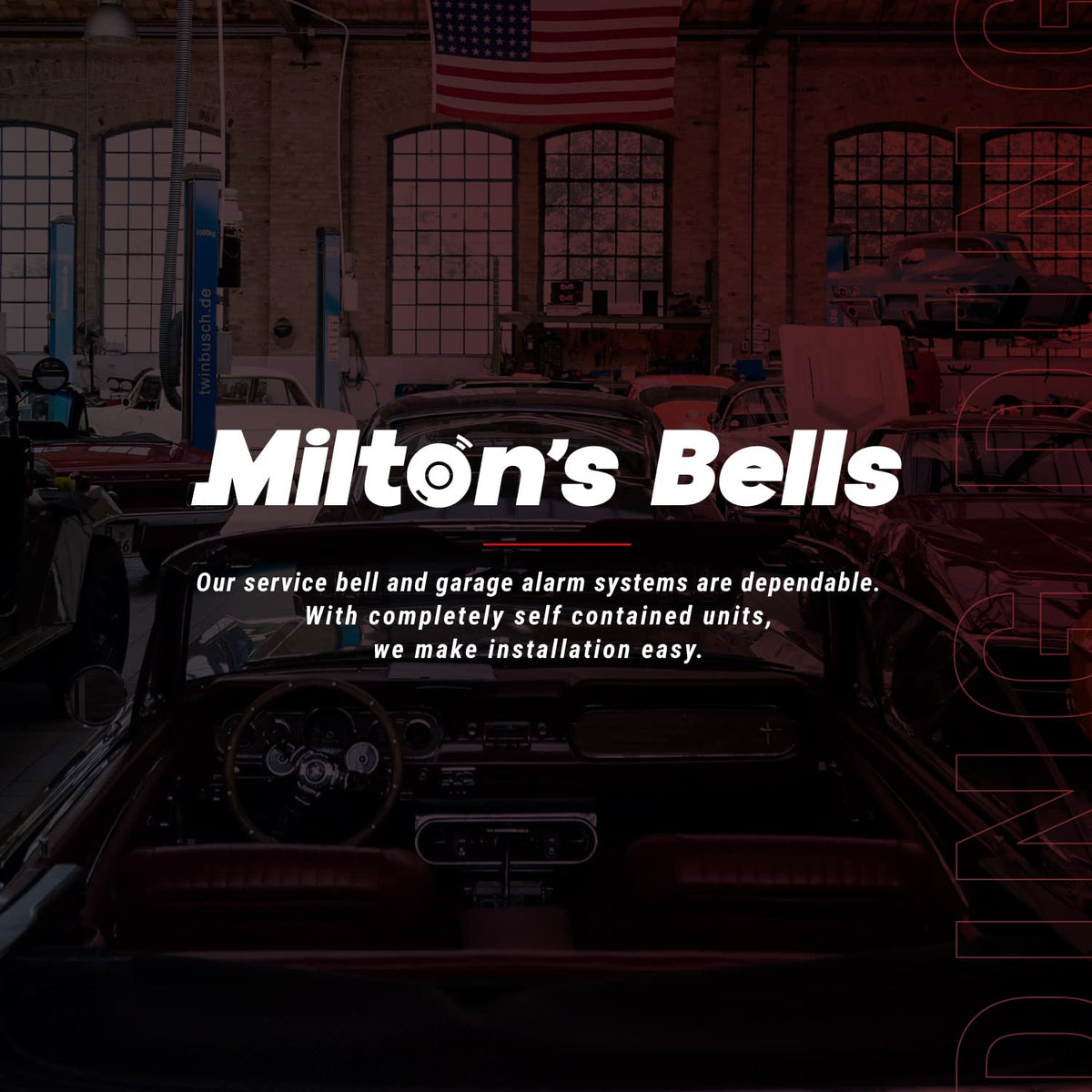 Milton’s Bells Red Original Driveway Bell Kit with 50' Signal Hose for Drive-Thru, Residential, or Industrial Driveway Alarms