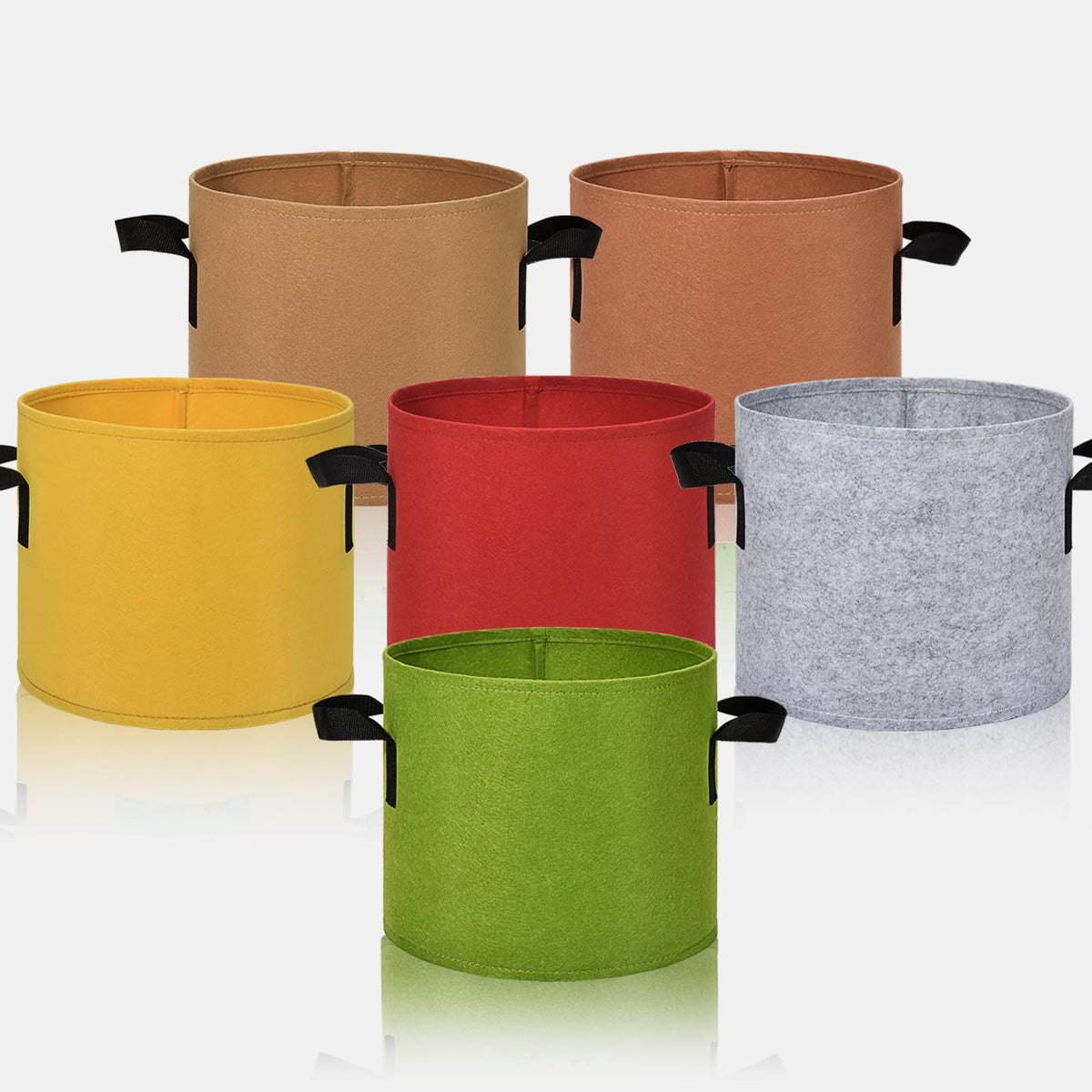Florelf 6-Pack Fabric Grow Bags 3 Gallon – Colorful 300G Thickened Nonwoven Planter Pots with Sturdy Handles, Breathable Garden Bags for Vegetables, Potato, Flowers