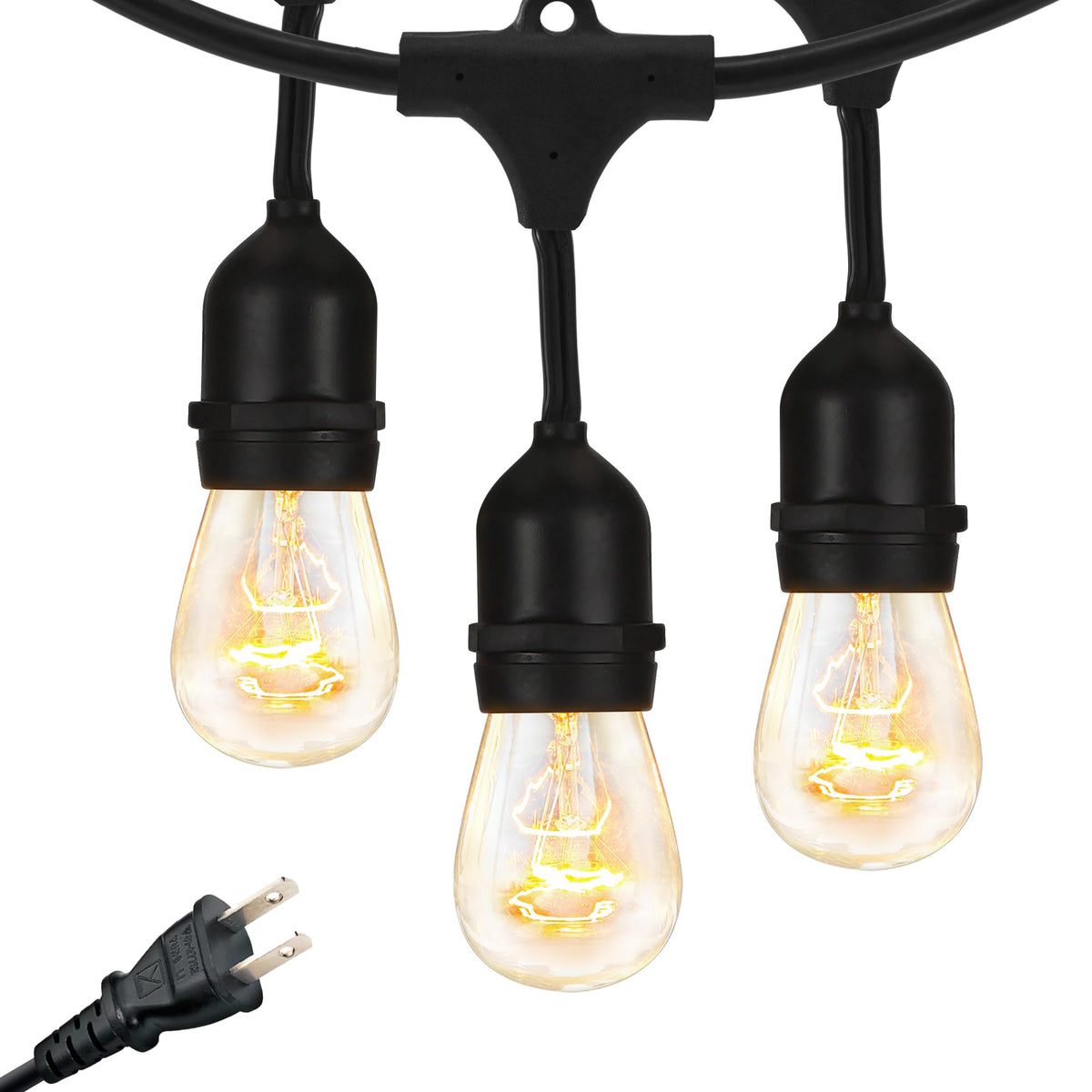 Brightech Bundle Ambience Pro Incandescent Outdoor String Lights - Commercial Grade Waterproof Patio Lights with 24Ft + 4-Pack 10FT String Light Poles