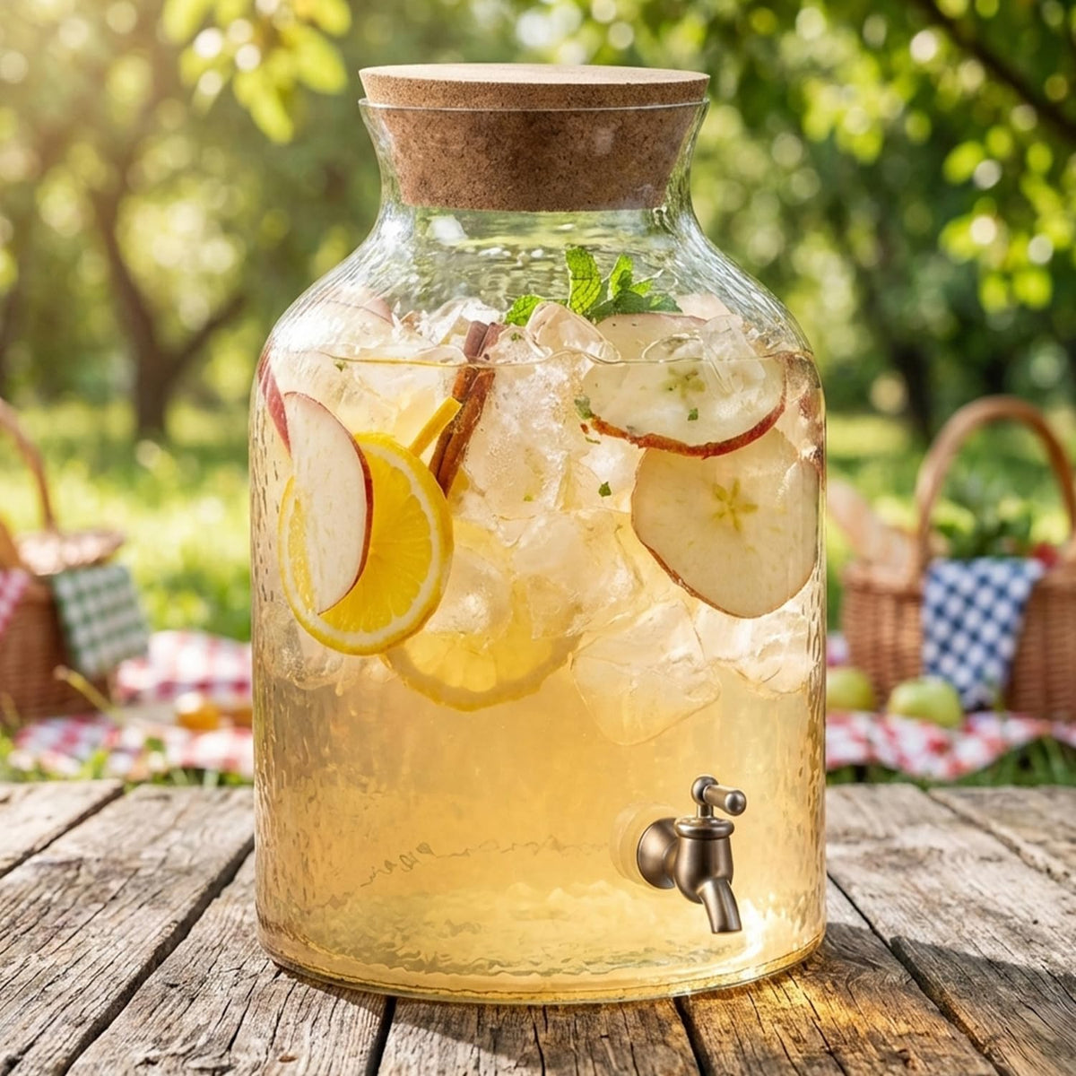 Style Setter Beverage Dispenser Cold Drink Dispenser w/ 2.7 Gallon Capacity Glass Jug, Cork Lid & Leak-Proof Acrylic Spigot, Great for Parties, Weddings & More