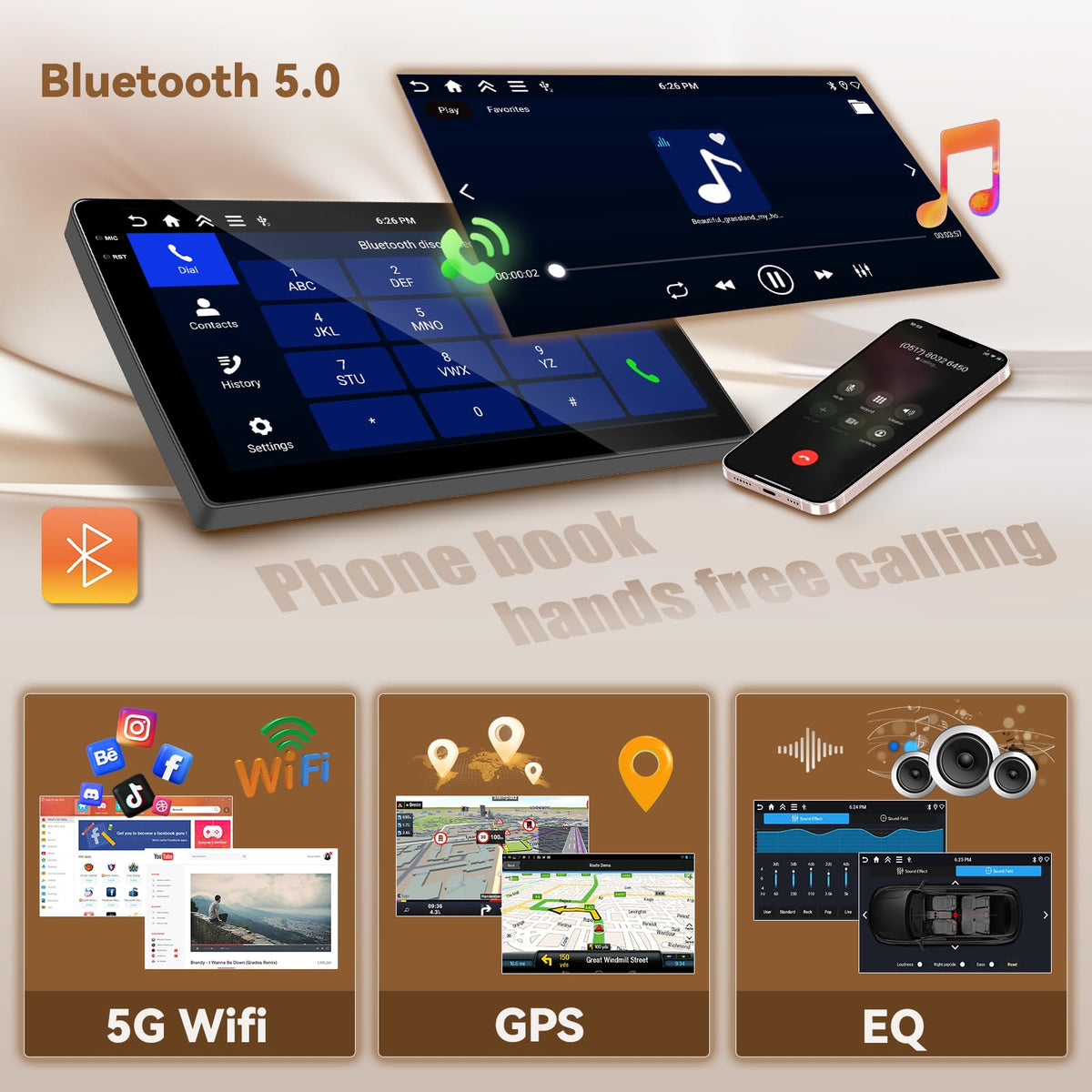[4+64G] Android 15 Car Stereo for Jeep Compass Patriot 2007 2008 2009, Hikity 10'' in-Cell Touchscreen Radio Wireless Carplay Android Auto 5G WiFi/1280 * 720P/Bluetooth/GPS SWC FM/RDS/EQ Backup Cam