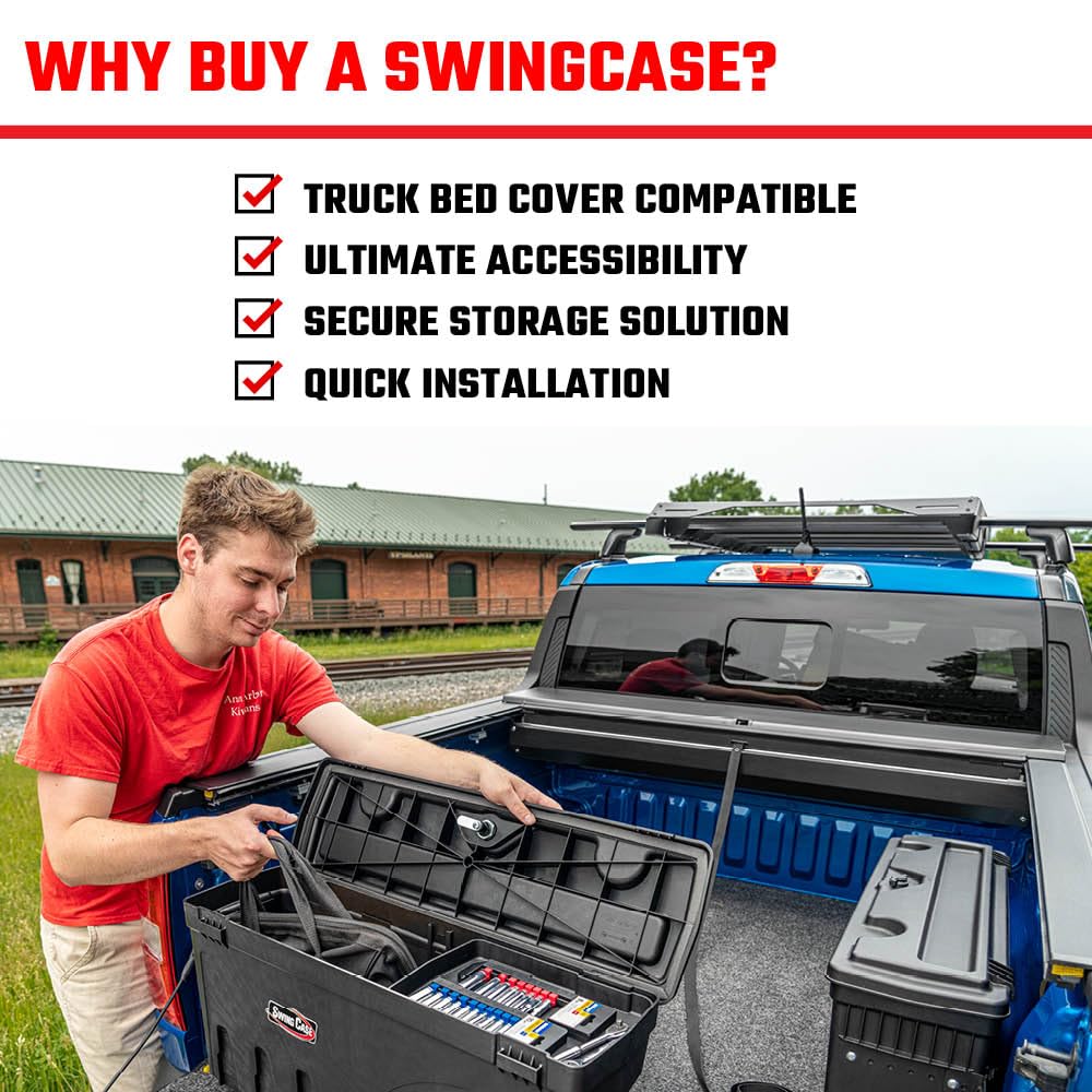 UnderCover SwingCase Truck Bed Storage Box | SC104D | Fits 2019 - 2023 Chevy/GMC Silverado/Sierra 1500 Drivers Side, Black