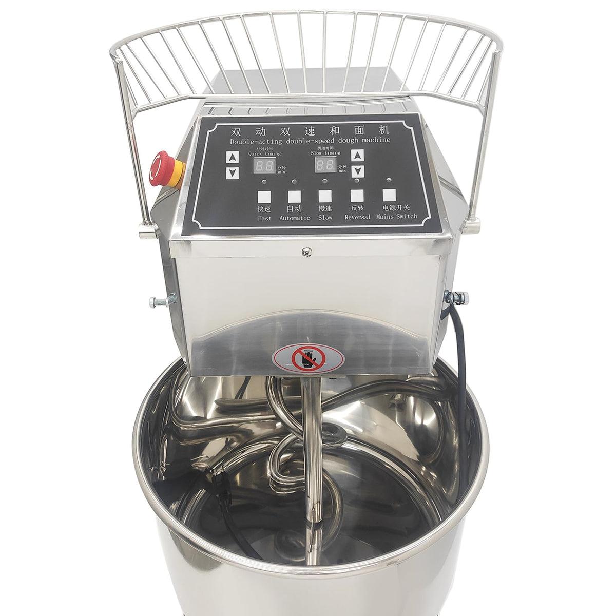 LGXEnzhuo 30L Commercial Dough Mixer with Dual Rotation and Dual Speed, 110V 1500W Electric Dough Kneading Machine - Time Set, Stainless Steel, Emergency Stop, for Pizze and Bread