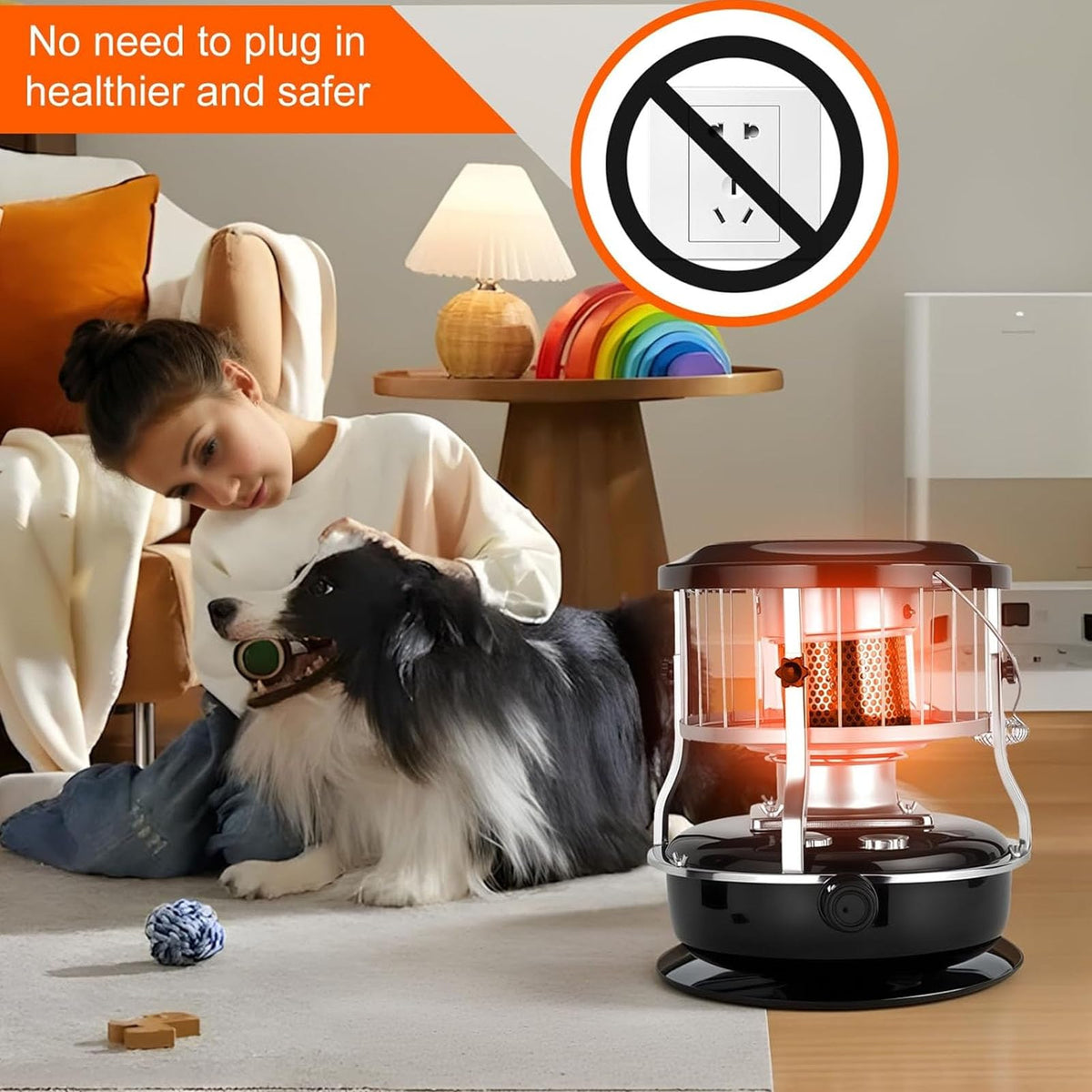 Denash 2 in 1 Portable Kerosene Heater & Stove, 9000 BTU Non-Electric Indoor Outdoor Heater, Portable Kerosene Heater with 4.6L Capacity for Home, Camping, Emergency Use