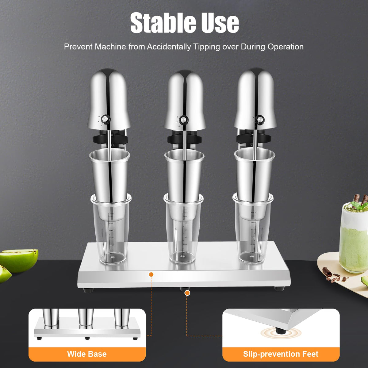 Electric Milkshake Maker Machine, 540W 2-Speed Triple Head Milk Shake Mixer Machine with 22oz Stainless Steel Mixing Cup, Commercial Milkshake Blender & Drink Mixer for Home or Business