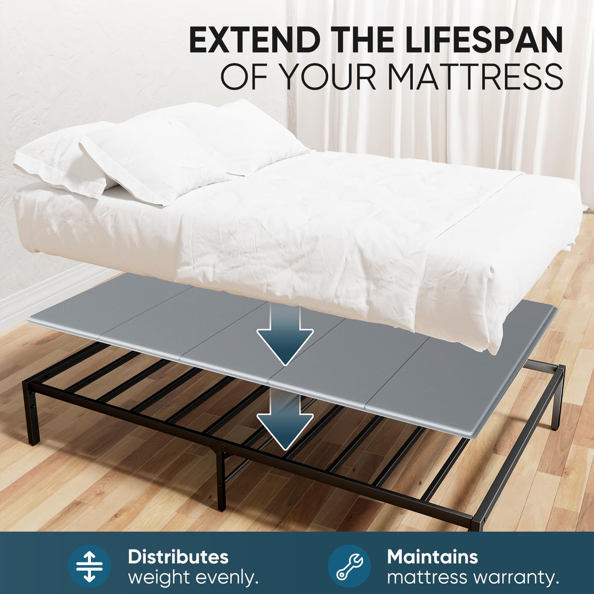JASMINELOVER Bunkie Board Queen Size,Bed Boards for Under Mattress - Heavy Duty Reinforced Wood Support Board with Anti-Sag Design, Fits Metal Frames/Platform Beds/Sleeper Sofas