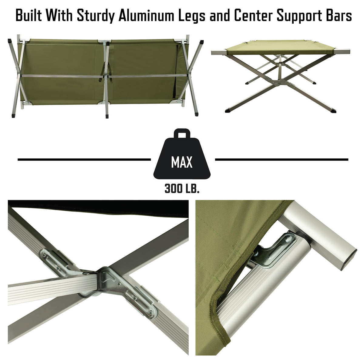 Rothco Oversized Folding Cot - Portable Bed Frame with Carry Bag for Camping & Travel