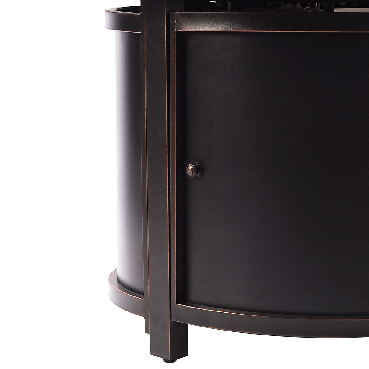 Aluminum 57,0000 BTU 44 in. Round Propane Black Fire Pit Table with Fire Beads, Lid, Propane Tank Cover and Table Fabric Covers in Copper Finish
