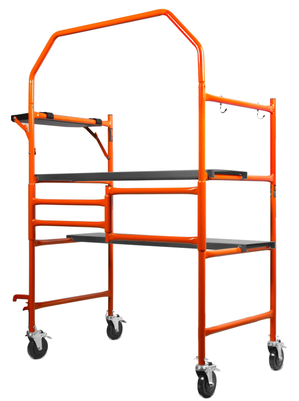 WEN 4-Foot Portable Rolling Scaffolding, 500-Pound-Capacity with Foldable Design, Safety Rail and Tool Shelf (31107)