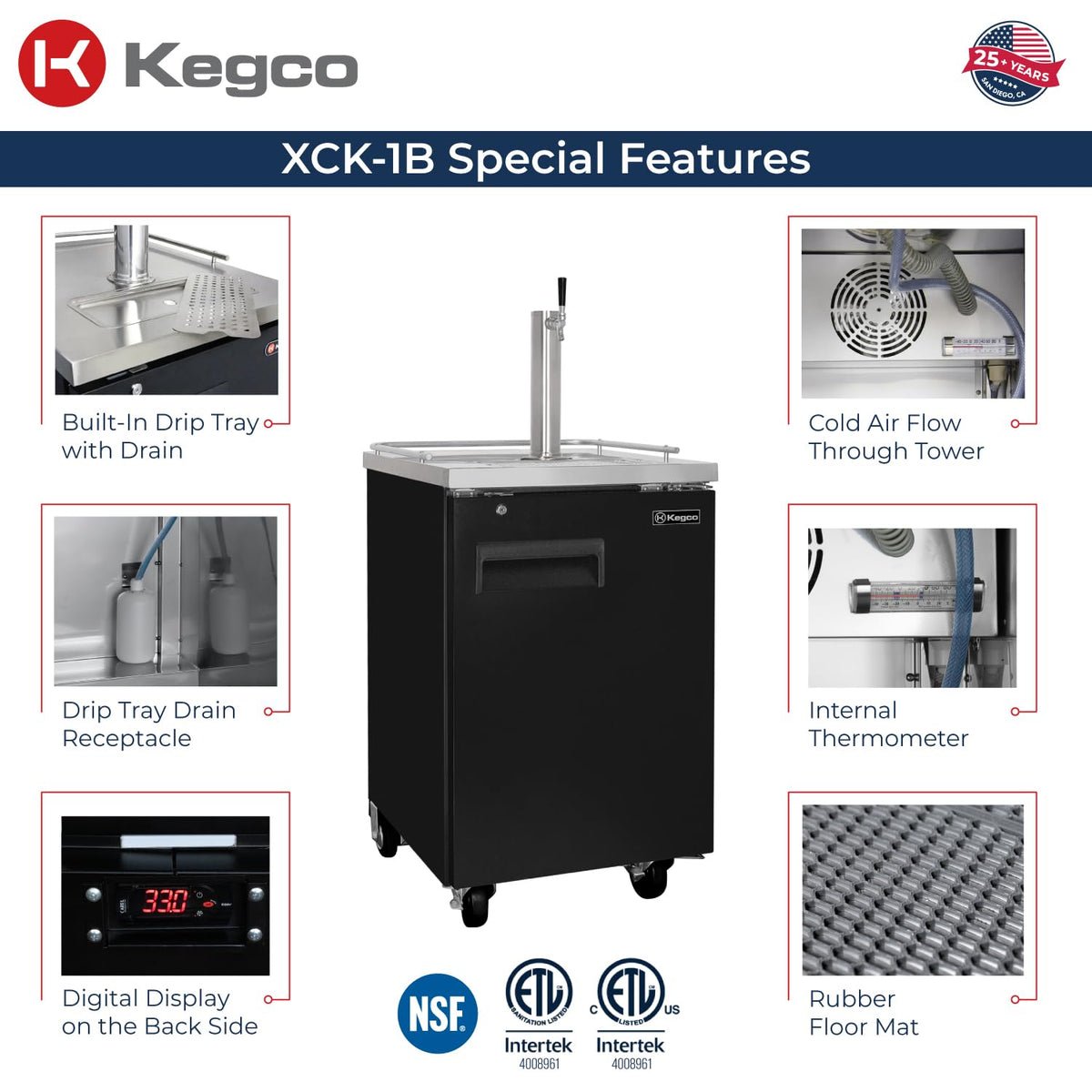 Kegco Commercial Direct Draw Beer Dispenser Kegerator Keg Cooler XCK-1B