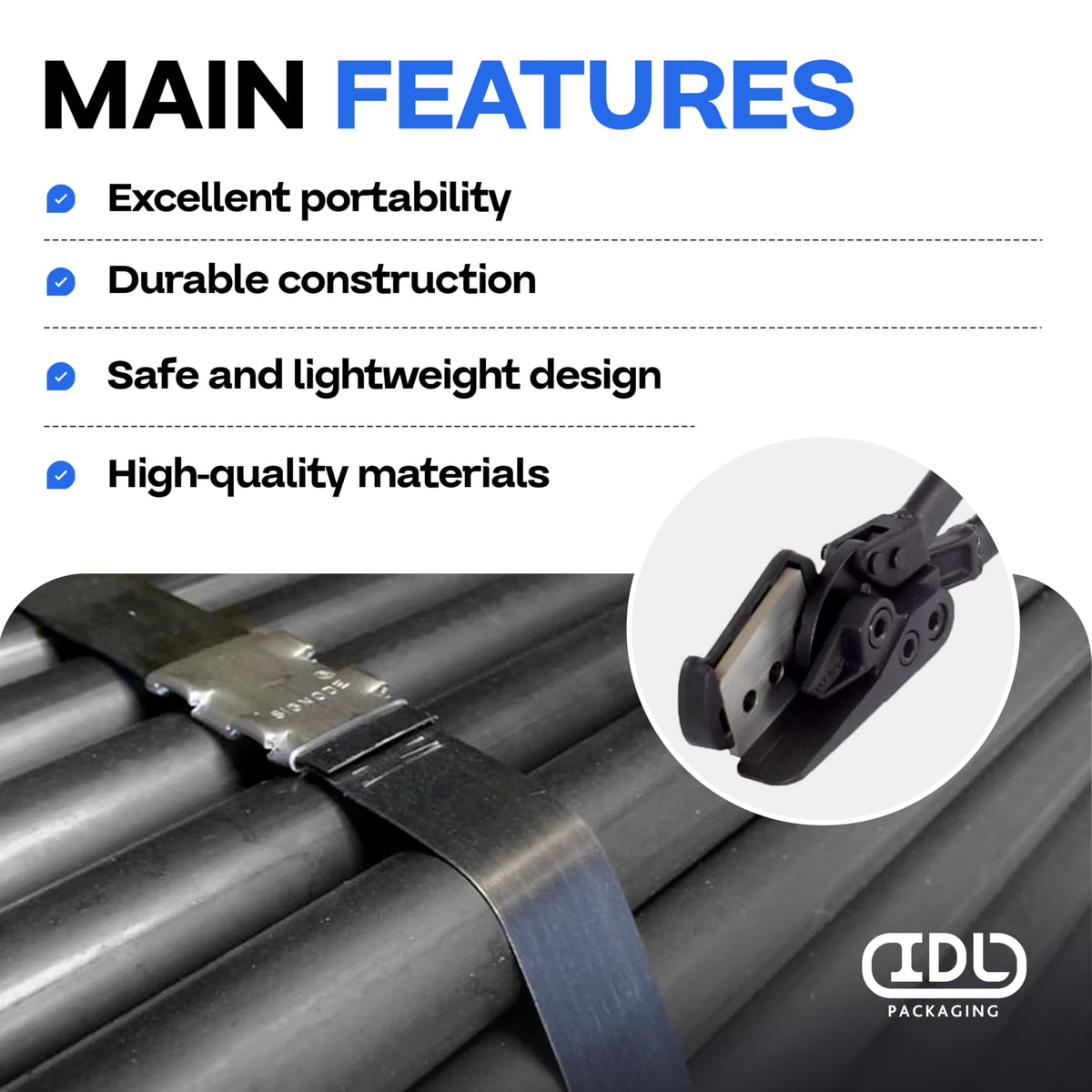 IDL Packaging H-410 Steel Strapping Cutter for up to 2" Width and 0.05" Thickness – Heavy-Duty Best in Class Tool with Long Handles