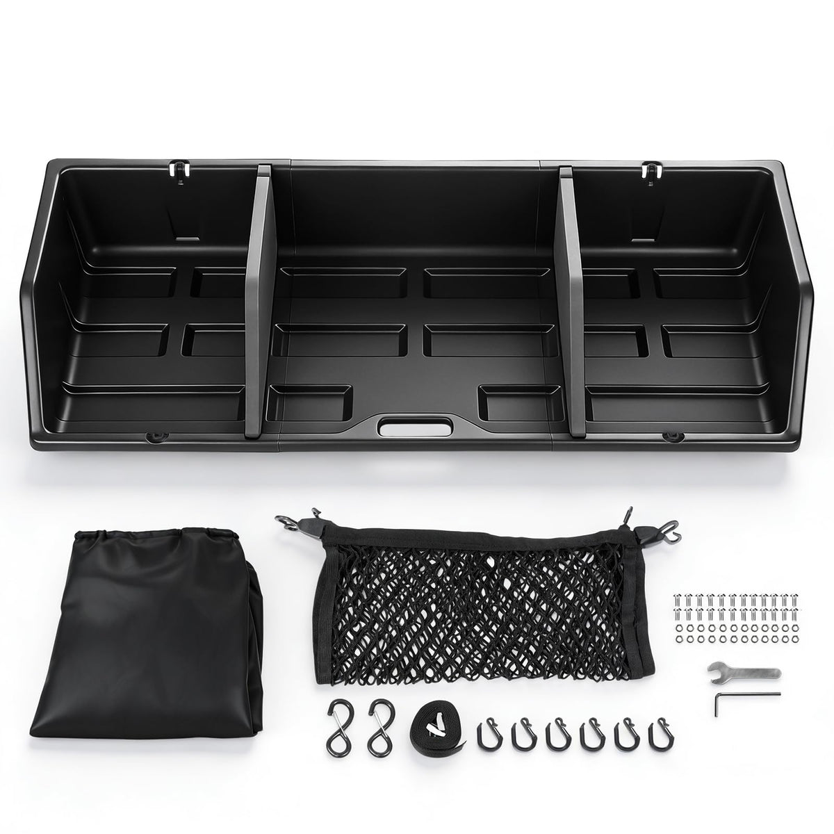 GEARLAST 52 inch Truck Bed Cargo Box, Truck Bed Organizers and Storage,Truck Bed Storage System with Isolation Netting and Tarpaulin, Tailgate-Slide Design for Effortless Loading/Unloading