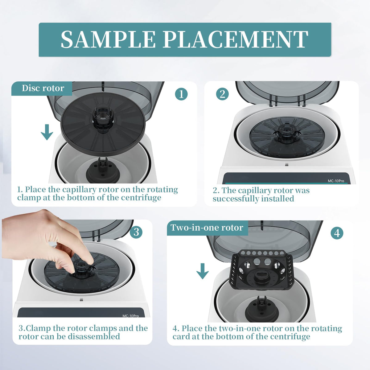 LABHOUSE Lab Digital 10000RPM Micro Centrifuge | 2 Rotors for 0.2/0.5/1.5/2ml & (40mm,Φ1.5mm Glass Tubes)*12 Tube | High Speed Mini Centrifuge Max.6708 xg