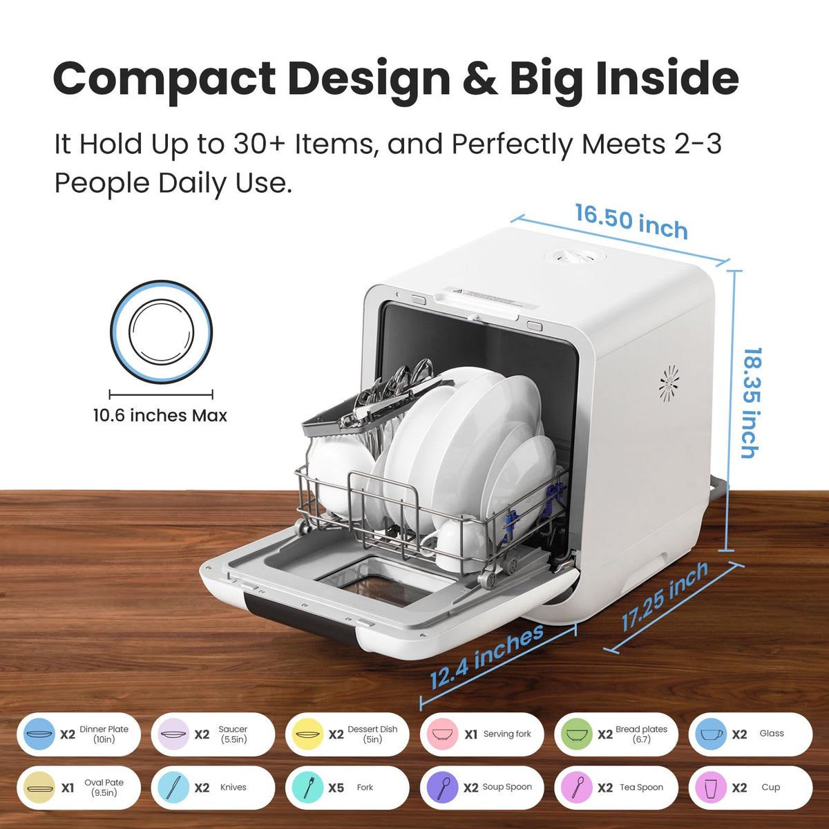 COMFEE' Countertop Dishwasher & BLACK+DECKER dustbuster QuickClean Cordless Handheld Vacuum, White (HNVC215B10)