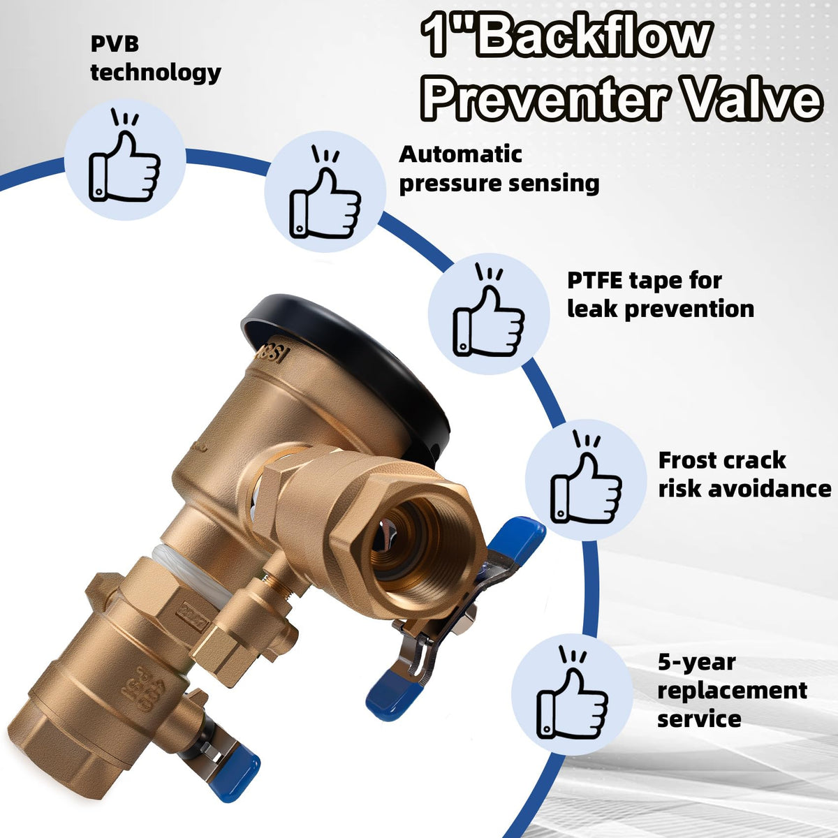 1" 720A Pressure Vacuum Breaker for Zurn Wilkins, Thickened Brass Backflow Preventer Valve, Irrigation Backflow Preventer for Non-Potable Irrigation & Industrial Water Systems, MAX 400PS