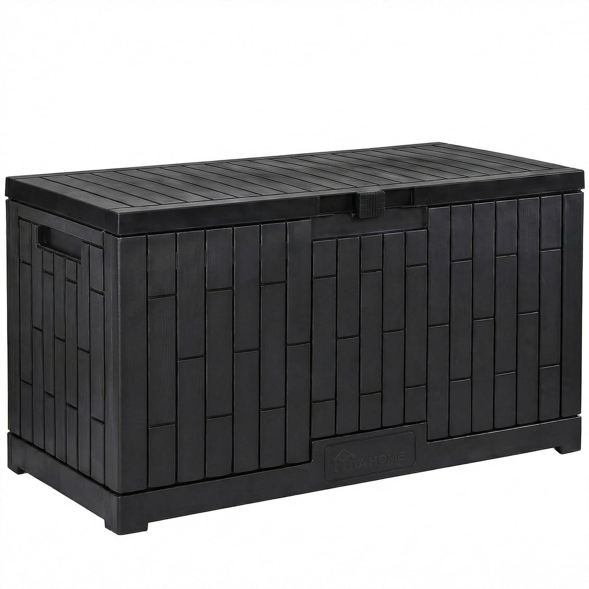 YITAHOME 120 Gallon Large Deck Box, 53"L x 22.7"W x 25.5"H Resin Outdoor Storage Box with Slide-Locking Lid for Patio Cushions, Garden Tools, Pool Supplies, Easy Assembly, Waterproof Lockable, Black