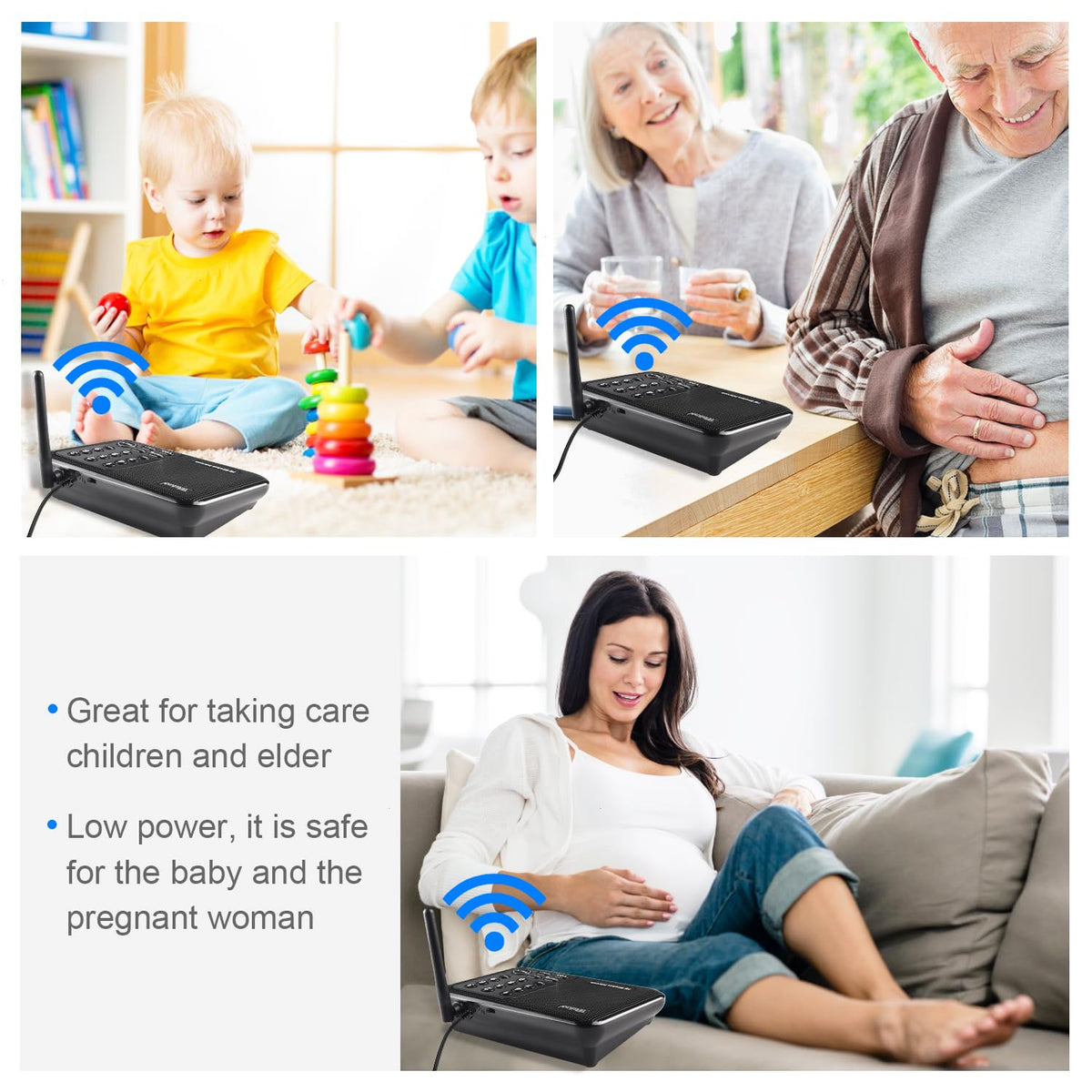 Wireless Intercom System for Home 5280 Feet Range 10 Channel 3 Code, Intercoms Wireless for Home House Business Office, Home Communication System, Room to Room Intercom Wuloo WL666（4 Units Set Black