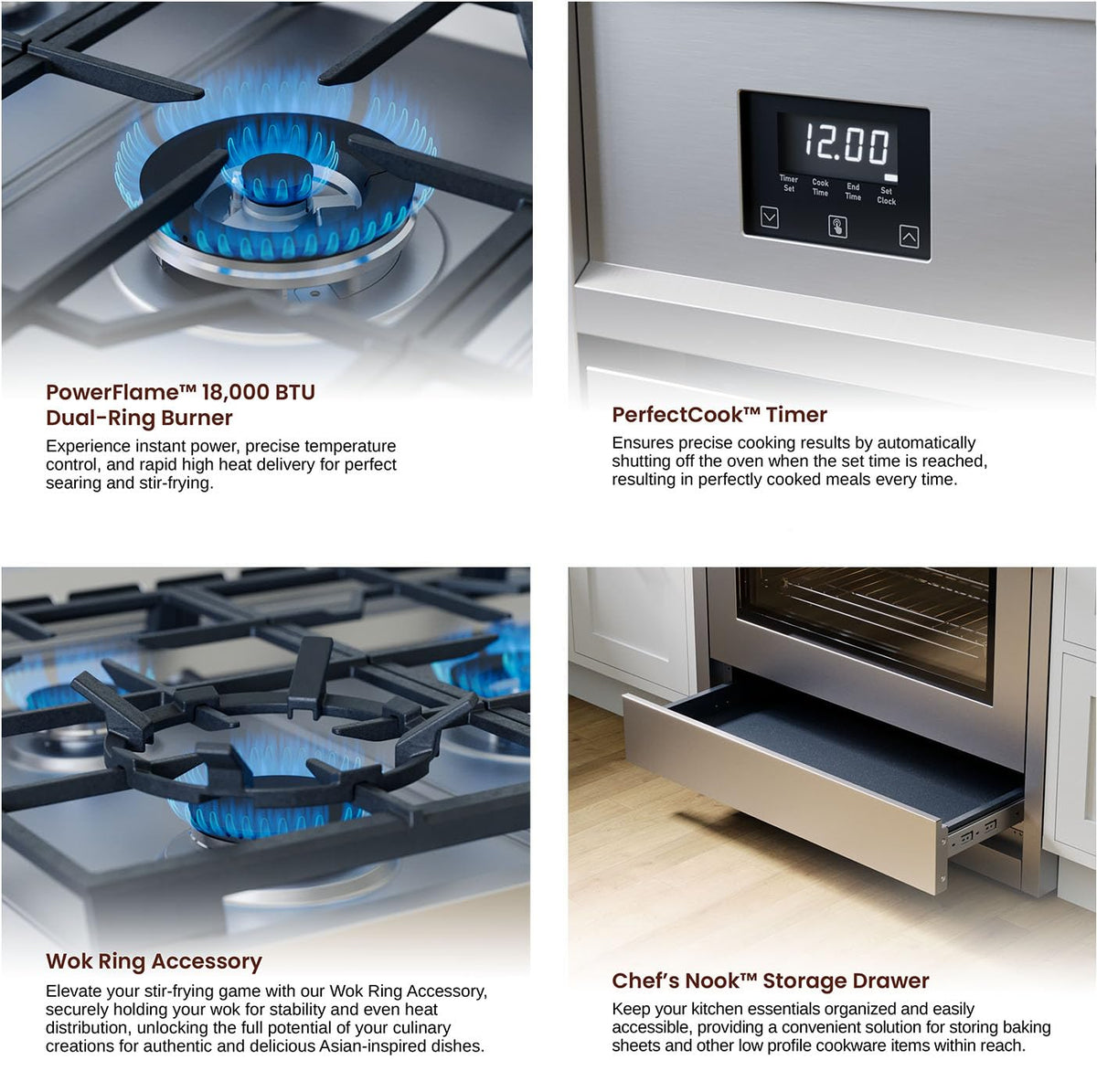 Rangaire RRG361TS 36" Gas Range Oven with Timer - Stainless Steel, Sealed Burners, Convection Fan, Easy Reach Racks