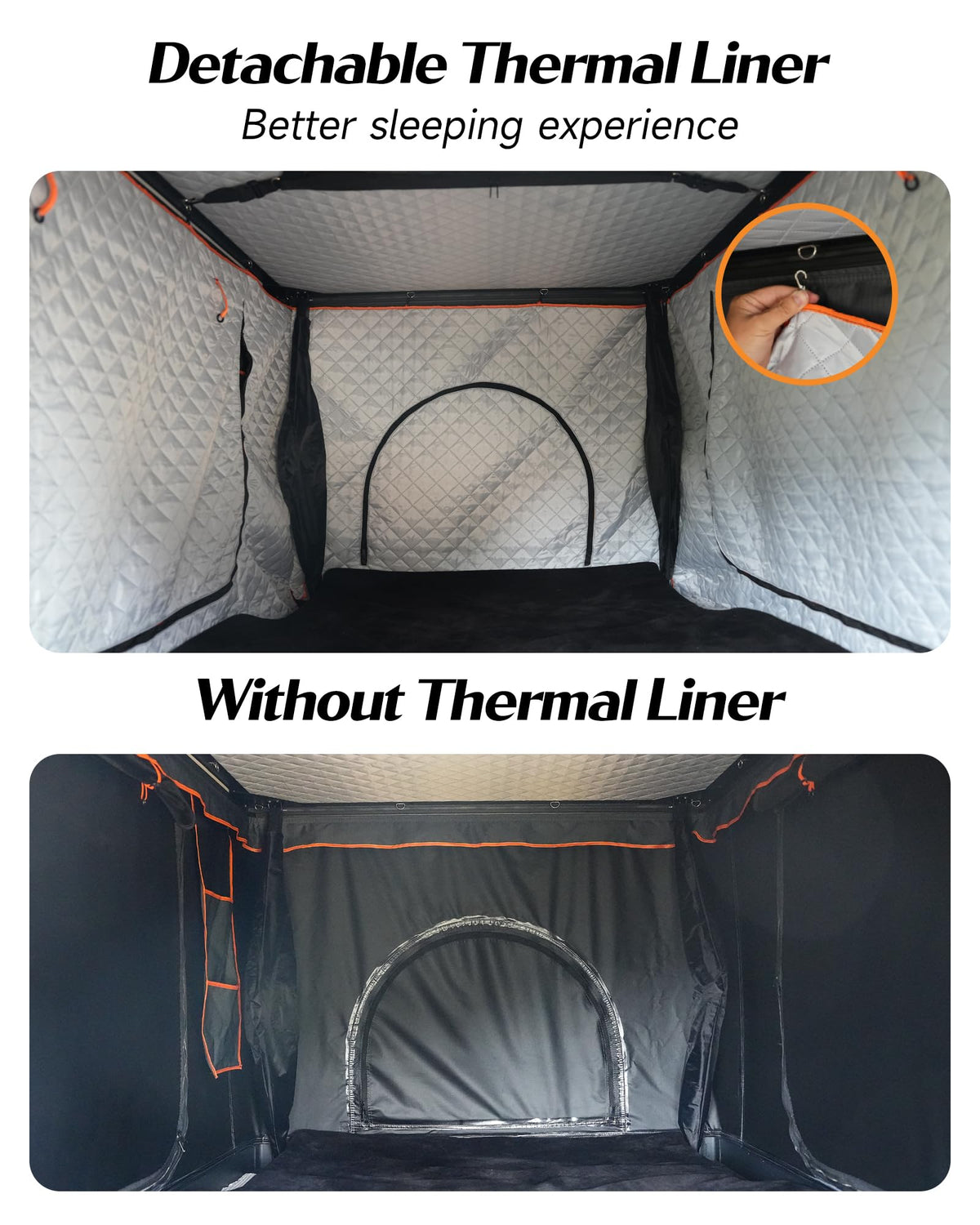 Joyinrute Alumnimun Rooftop Tent Hard Shell with Winter Insulation, Pop Up 2 Person Roof Top Hardshell for Camping Truck Van Suitable for Jeep SUV Car