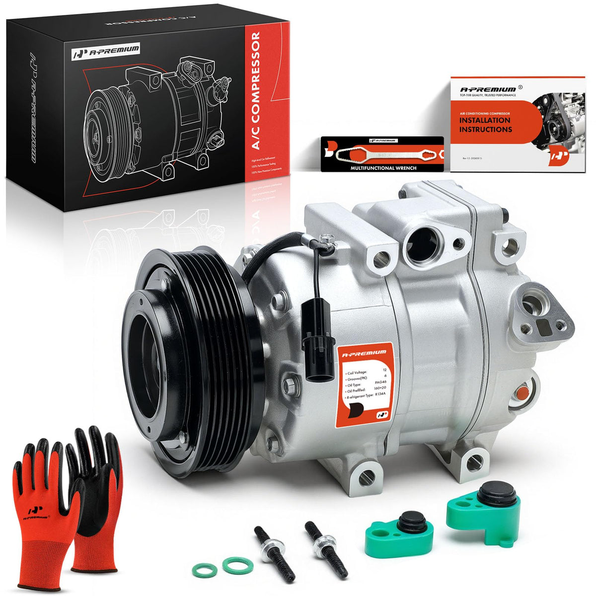 A-Premium Air Conditioner AC Compressor with Clutch Compatible with Hyundai Sonata 3.3L 2009-2010