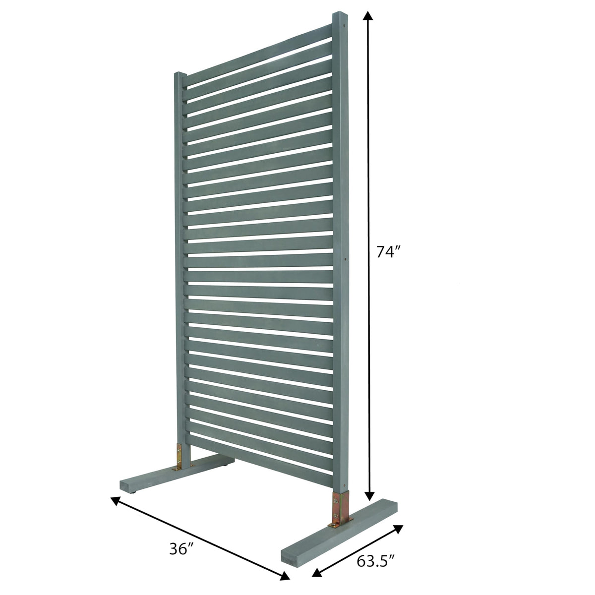 JONATHAN Y Solana Solid Acacia Wood Slat Outdoor Privacy Screen, 36" x 74" Freestanding Single Panel Room Divider, Weather-Resistant Wood Fence for Patio, Garden or Balcony, Gray Wash DVR2000B
