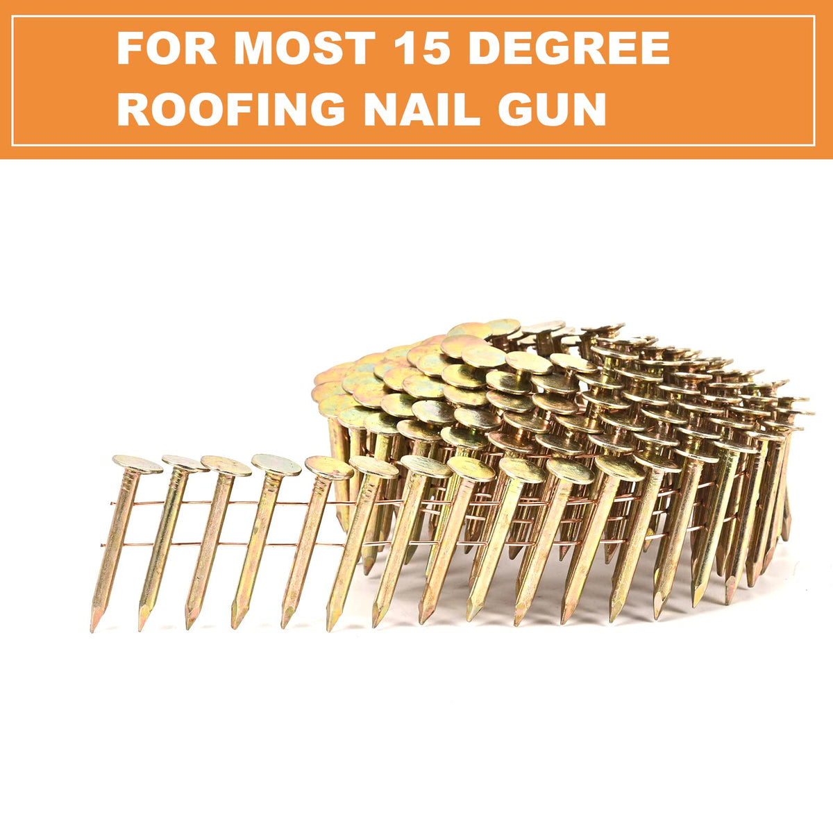 BHTOP CN45N Roofing Nailer, 15 Degree Roofing Nail Gun & 3600 Count Coil Roofing Nails 3/4 Inch x .120-Inch