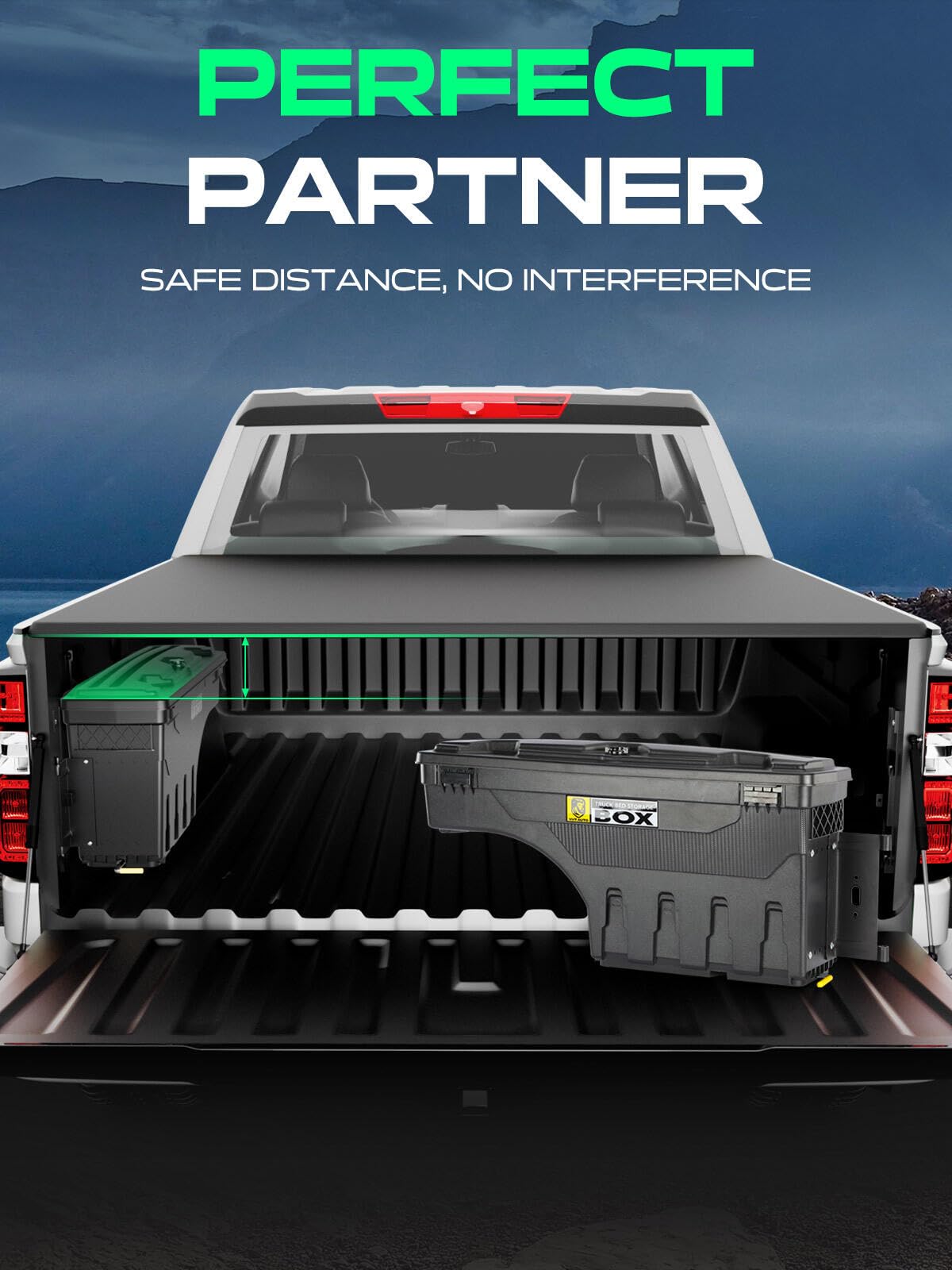 YHTAUTO Truck Bed Storage Tool Box Lockable Compatible with 1999-2007 Chevy Silverado GMC Sierra 1500/2500/3500 & HD(Fit 2007 Classic), Driver Side, Swing Waterproof Wheel Well ToolBox