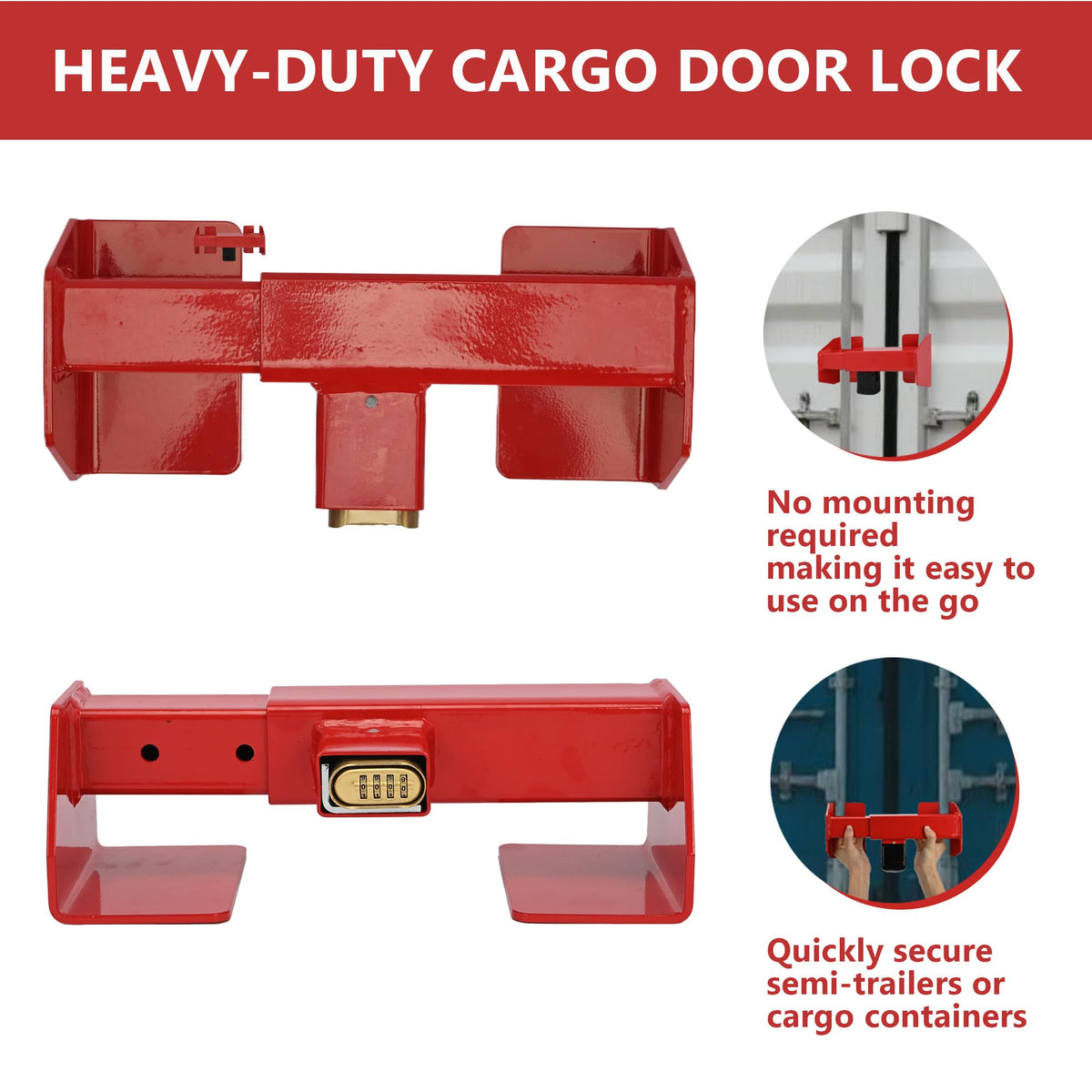 Equipment Lock Shipping Container Lock – Heavy Duty Cargo Door Security Locks for Trucks, Semi Trailers & Vans, Storage Units, Powder-Coated Steel, Anti-Theft, Fits Vertical Bars 9-3/4” to 16” Apart