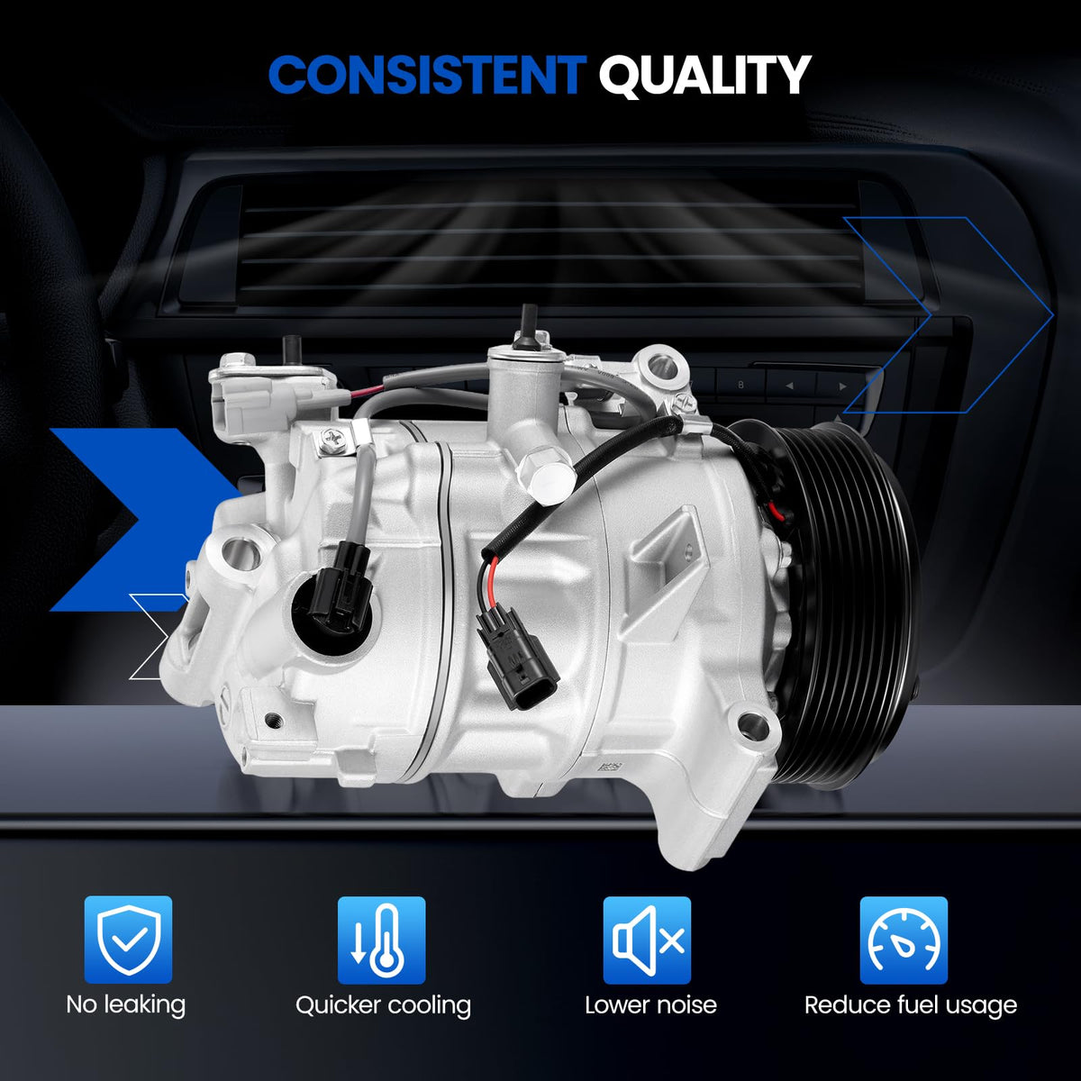 SYKRSS 98588 Air Conditioning AC Compressor with Clutch Compatible with Infiniti Q50 2016-2024 3.0L, for Q50 2014-2015 3.7L, for Q60 2017-2022 3.0L, Compatible with Nissan 370Z 2019-2020 3.7L