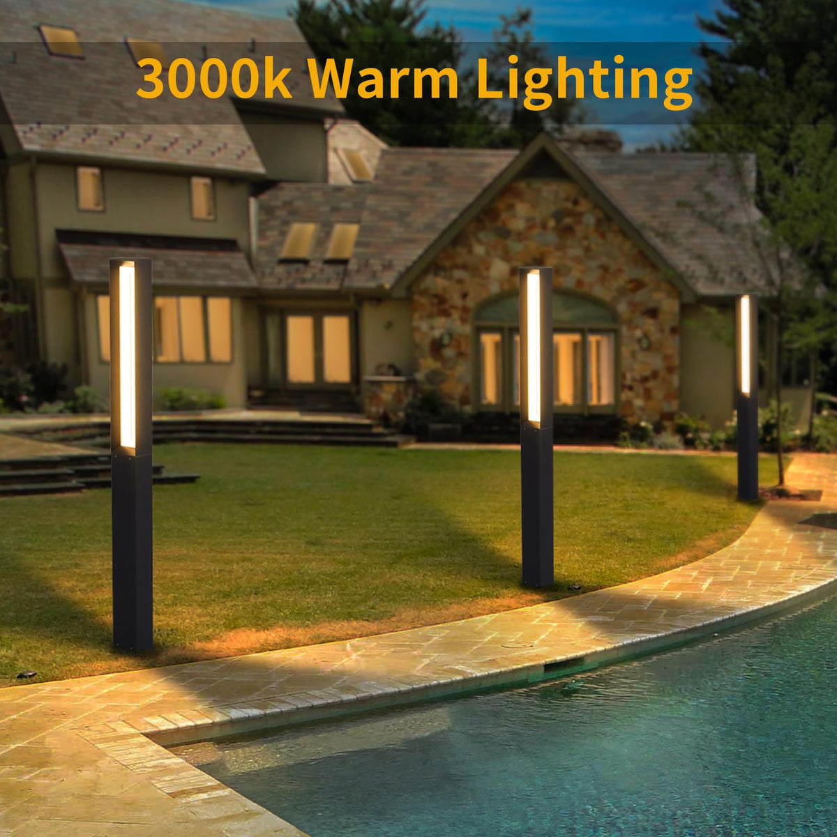 Linkmoon Landscape Path Light, 71" Modern Outdoor LED Pathway Lights, IP65 Waterproof Bollard Lighting for Yard, Driveway, Lawn, Courtyard & Garden Decoration