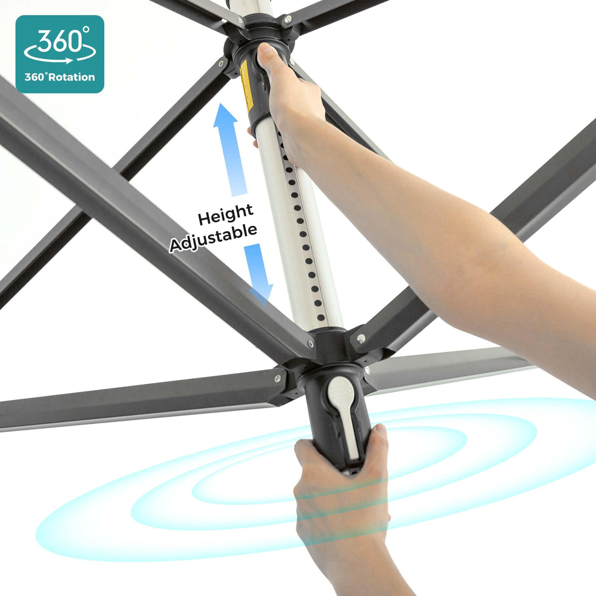 JS Clothes Drying Rack, 196ft Clothesline Height Adjustable Collapsible Laundry Rack for Outdoor Use, Space-Saving Drying Rack for Bedding & Clothing