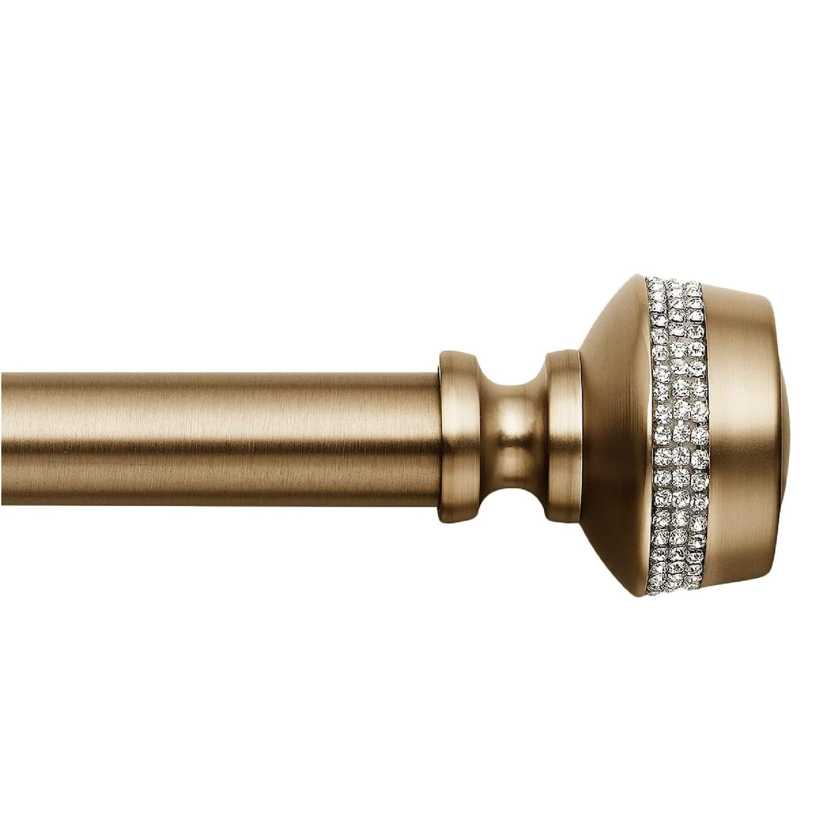 MODE Premium Collection 1 1/8" Diameter Curtain Rod Set with Brilliant Urn Curtain Rod Finials and Steel Wall Mounted Adjustable Curtain Rod, Fits 144” to 240” Windows, Warm Gold