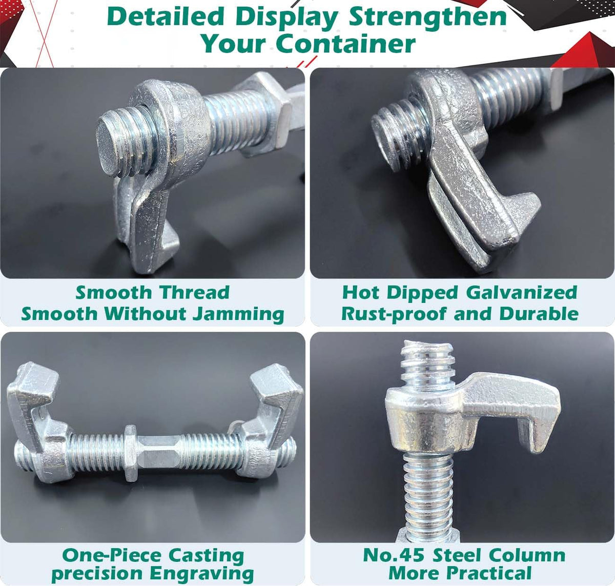 4 Pack Shipping Container Bridge Fitting Clamp/ 380 mm Galvanized Screw Clamp by Container Nut/Rail Shipping Container Accessories Wheels Kit/to Connect Shipping Containers Together…