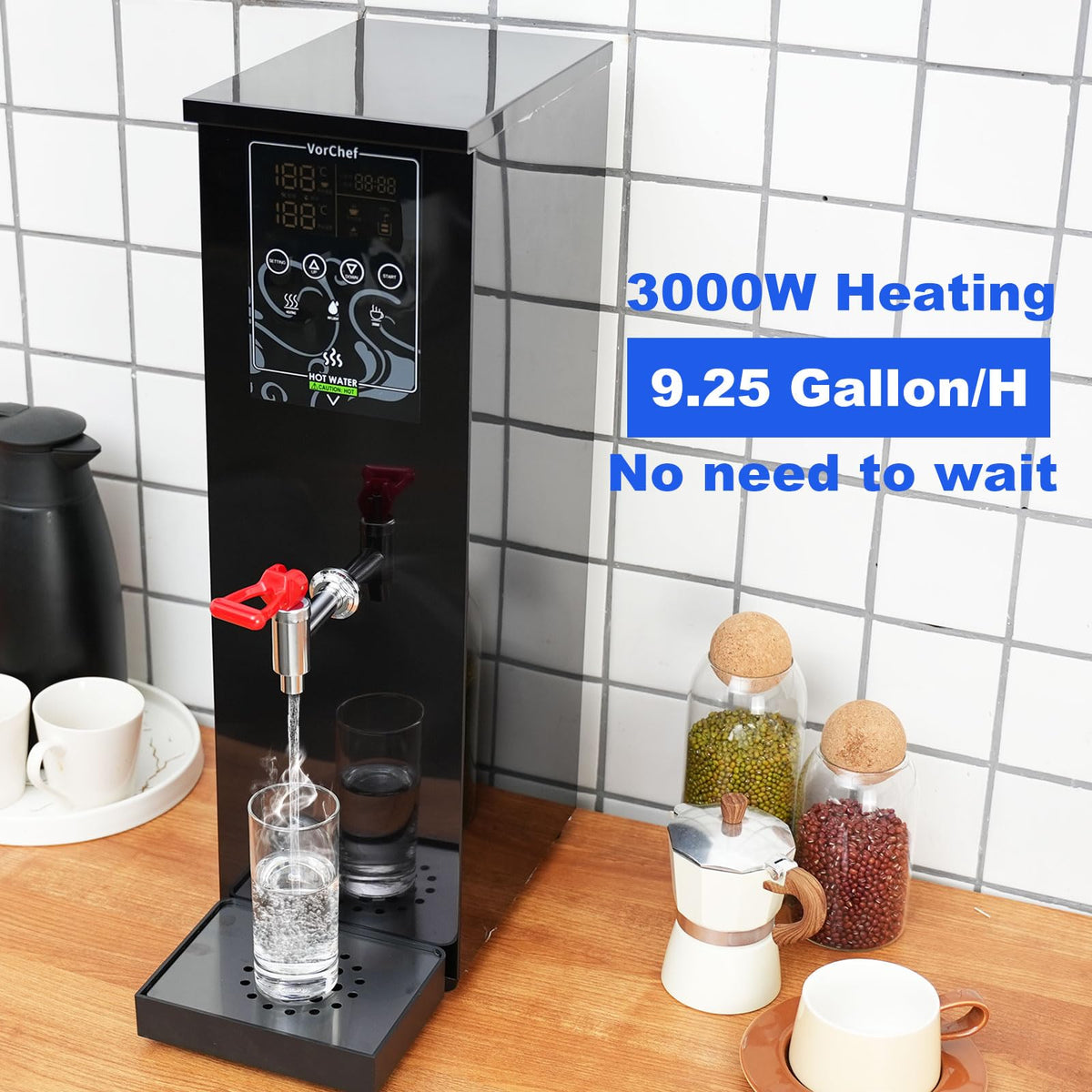VorChef Commercial Water Boiler Eletric Commercial Hot Water Dispenser Automatic 2500W Heating for Tea Coffee Shop (M)